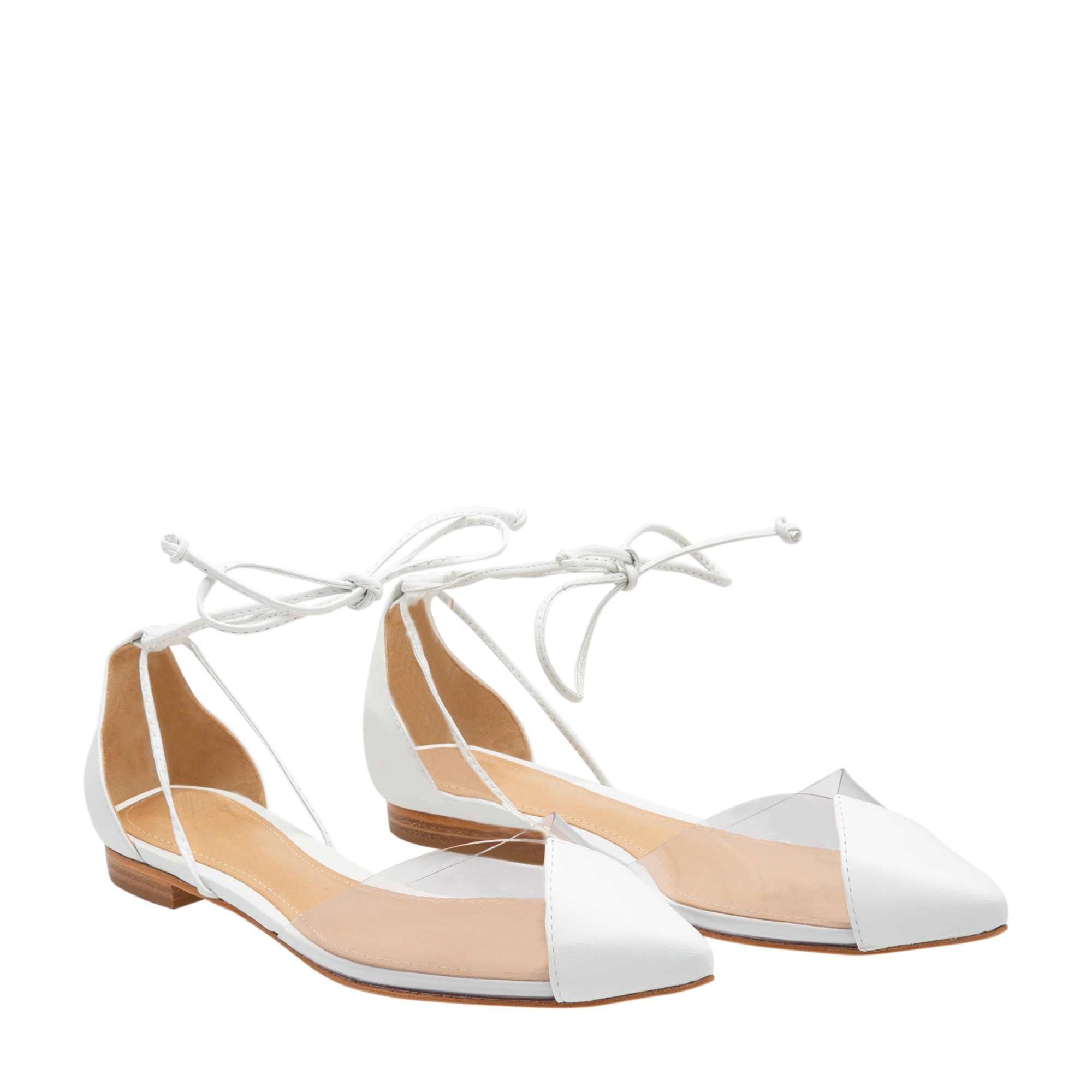 

Leather and PVC ballet flats, White