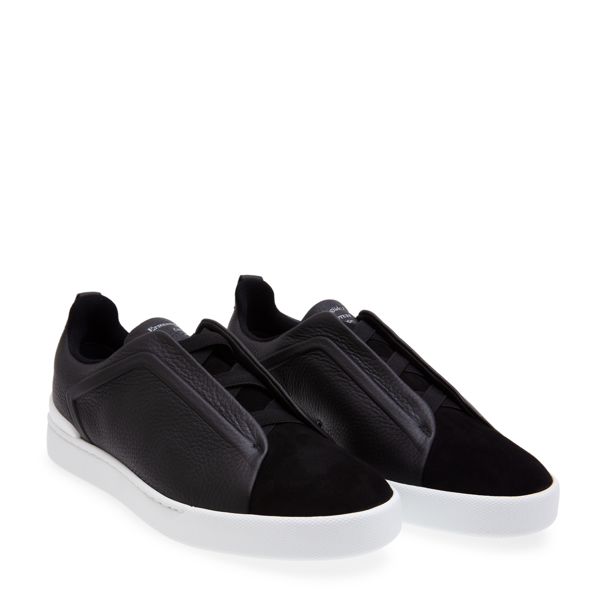 

Triple stitch leather sneakers, Black