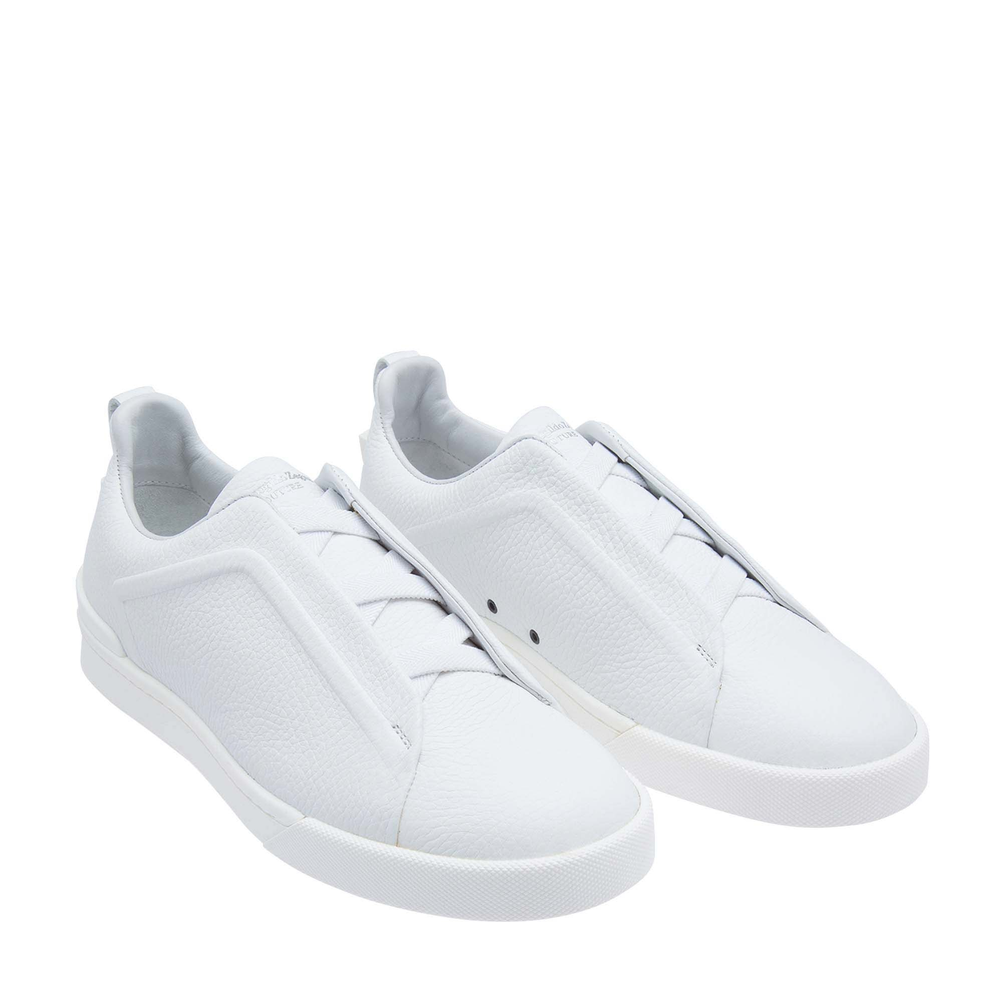 

Triple stitch leather sneakers, White