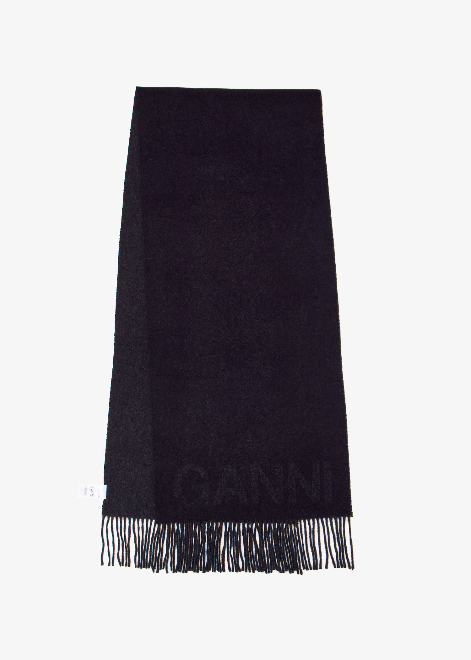 

Fringed wool scarf, Black