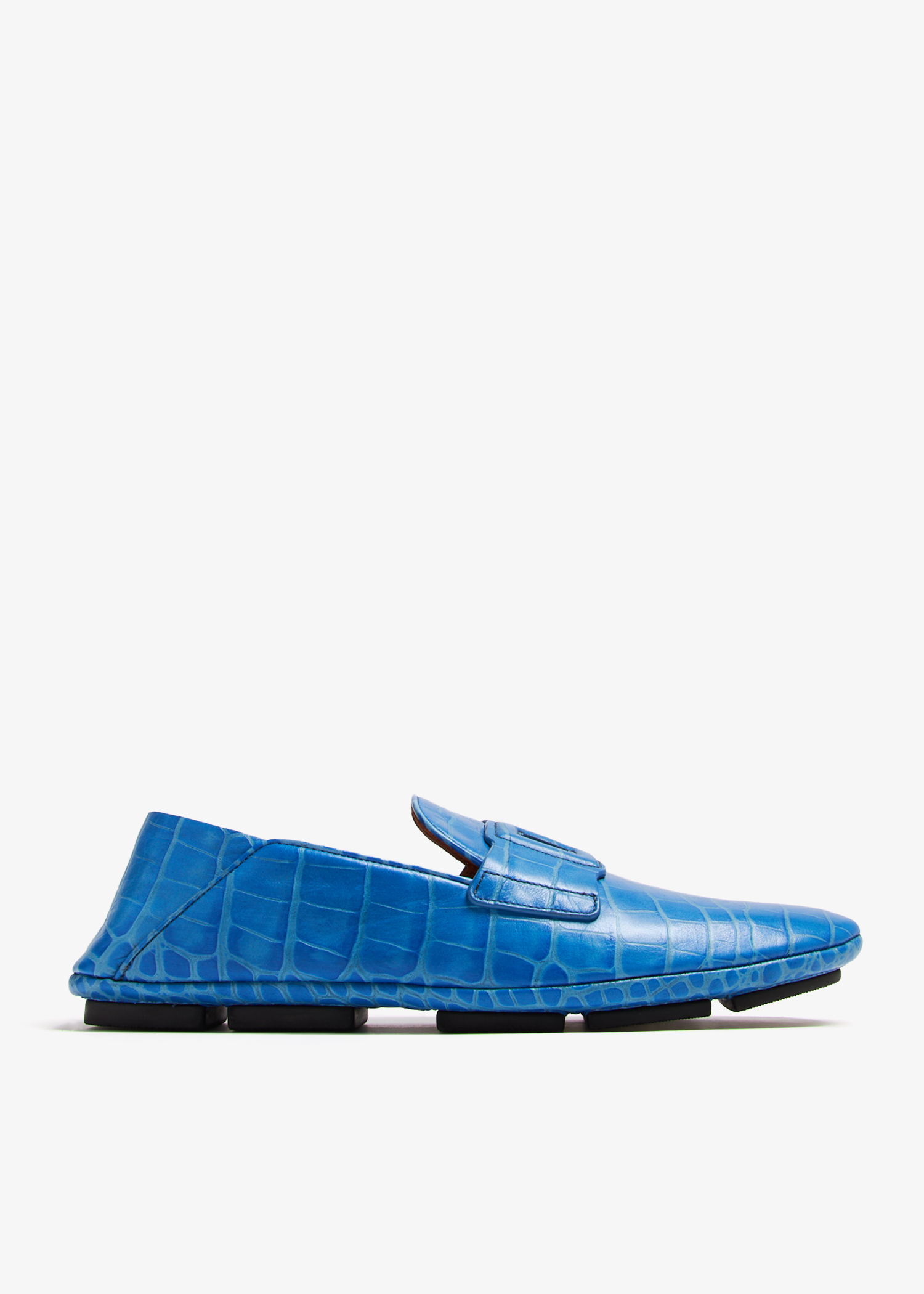 Dolce&Gabbana Croc-embossed driver slippers for Men - Blue in UAE 