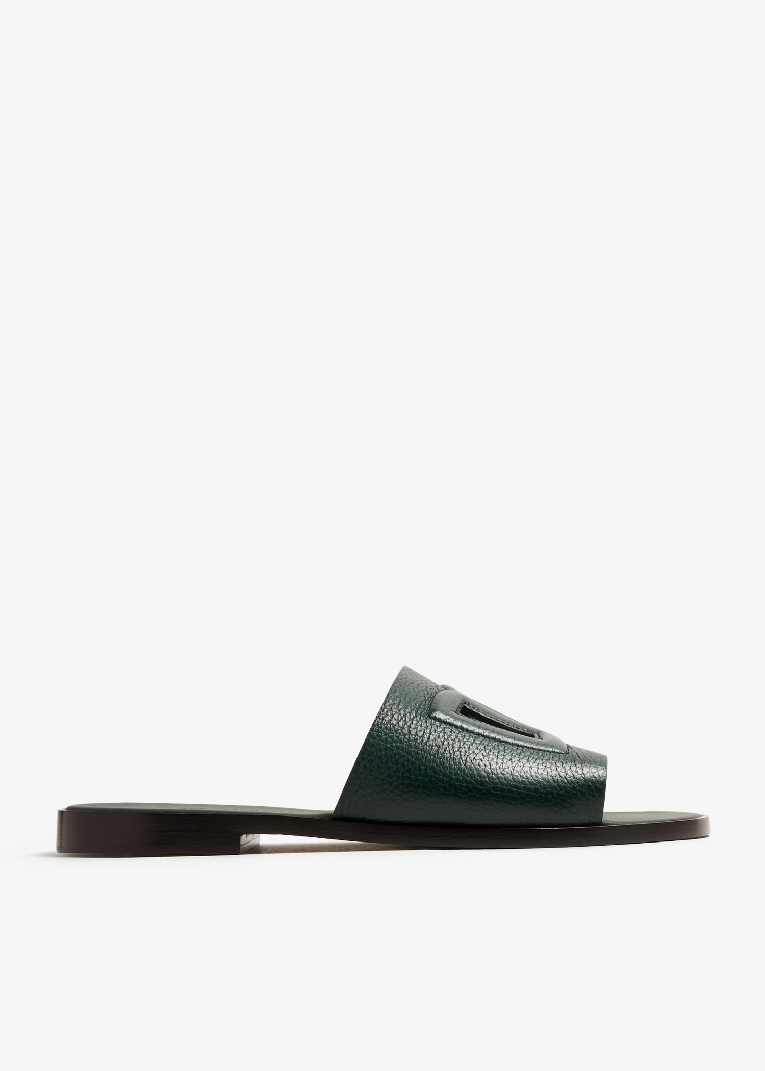 

Deerskin slide sandals, Green