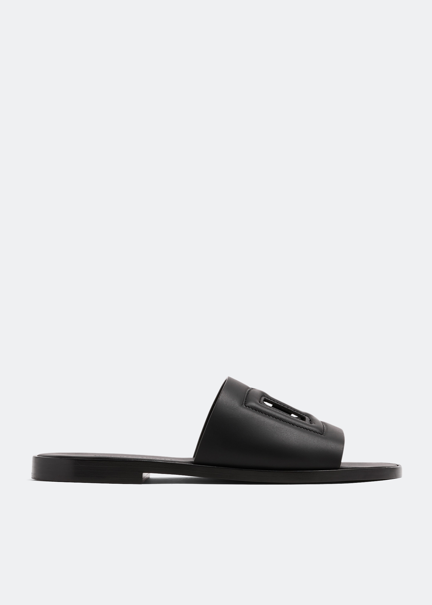 

Calfskin slide sandals, Black