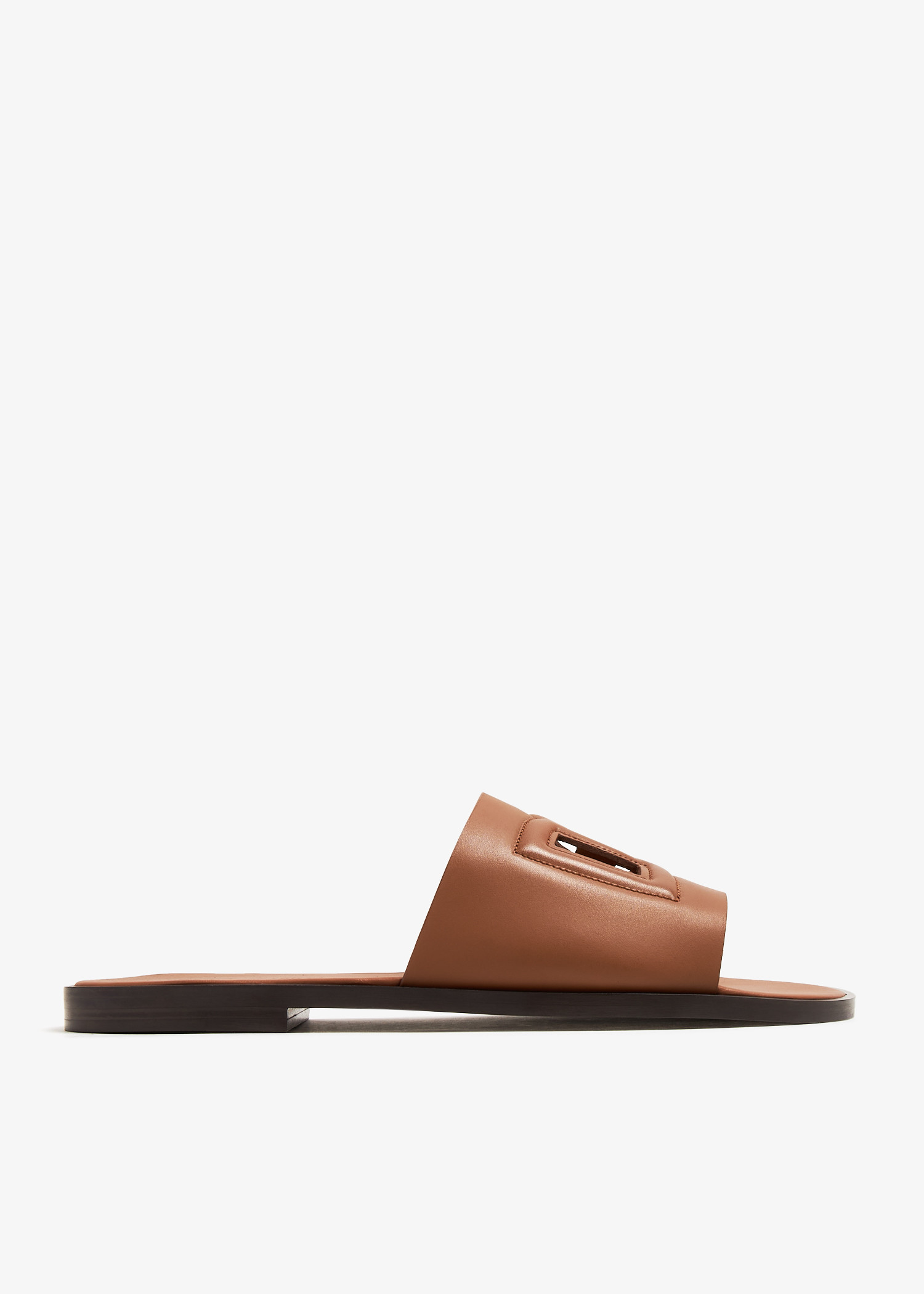 

Calfskin slide sandals, Brown