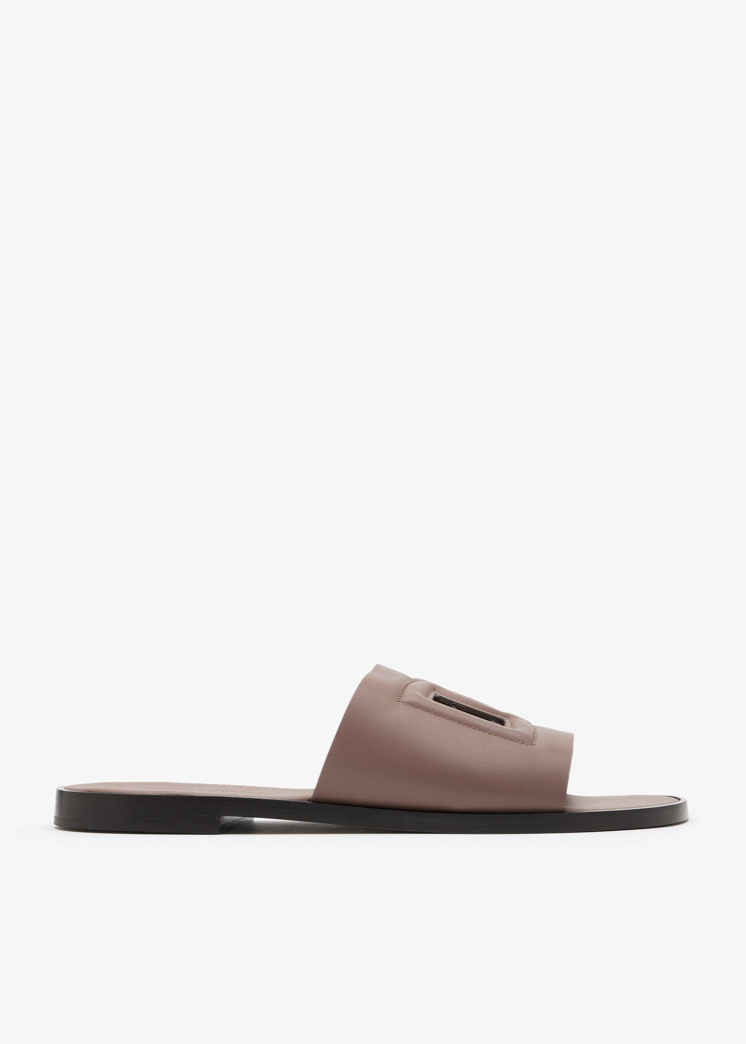 

Calfskin slide sandals, Brown