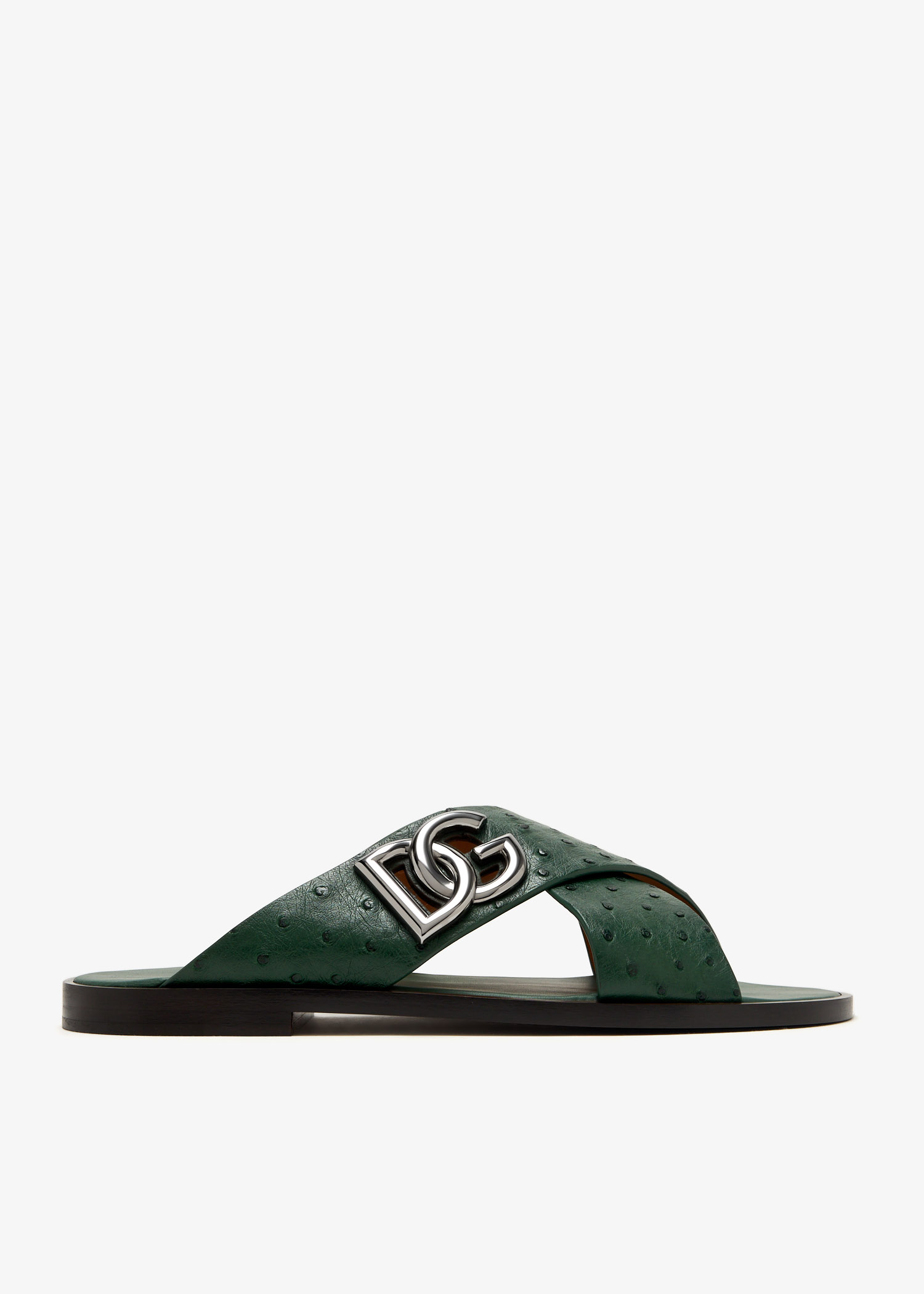 

Ostrich leather sandals, Green