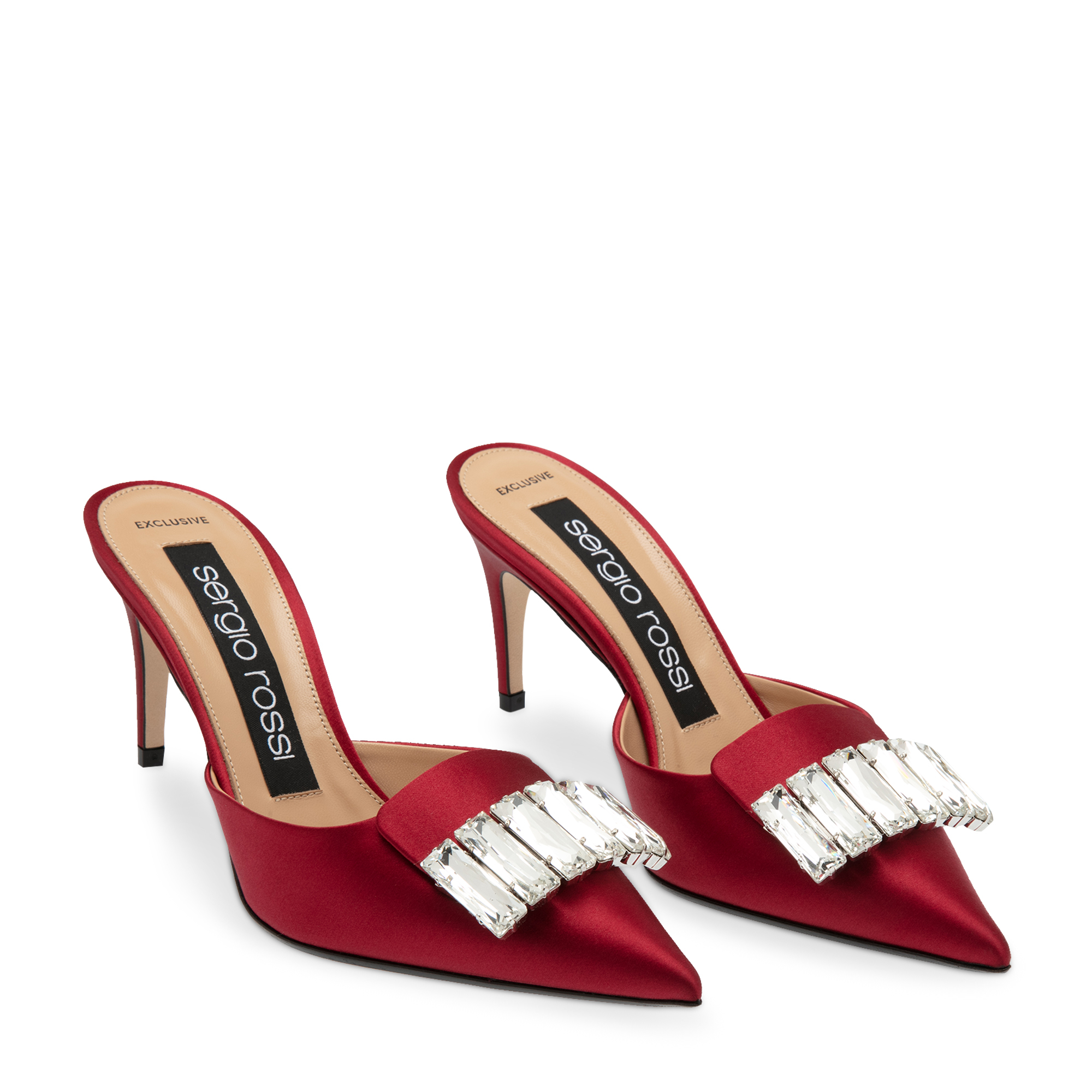 

Satin mules, Red