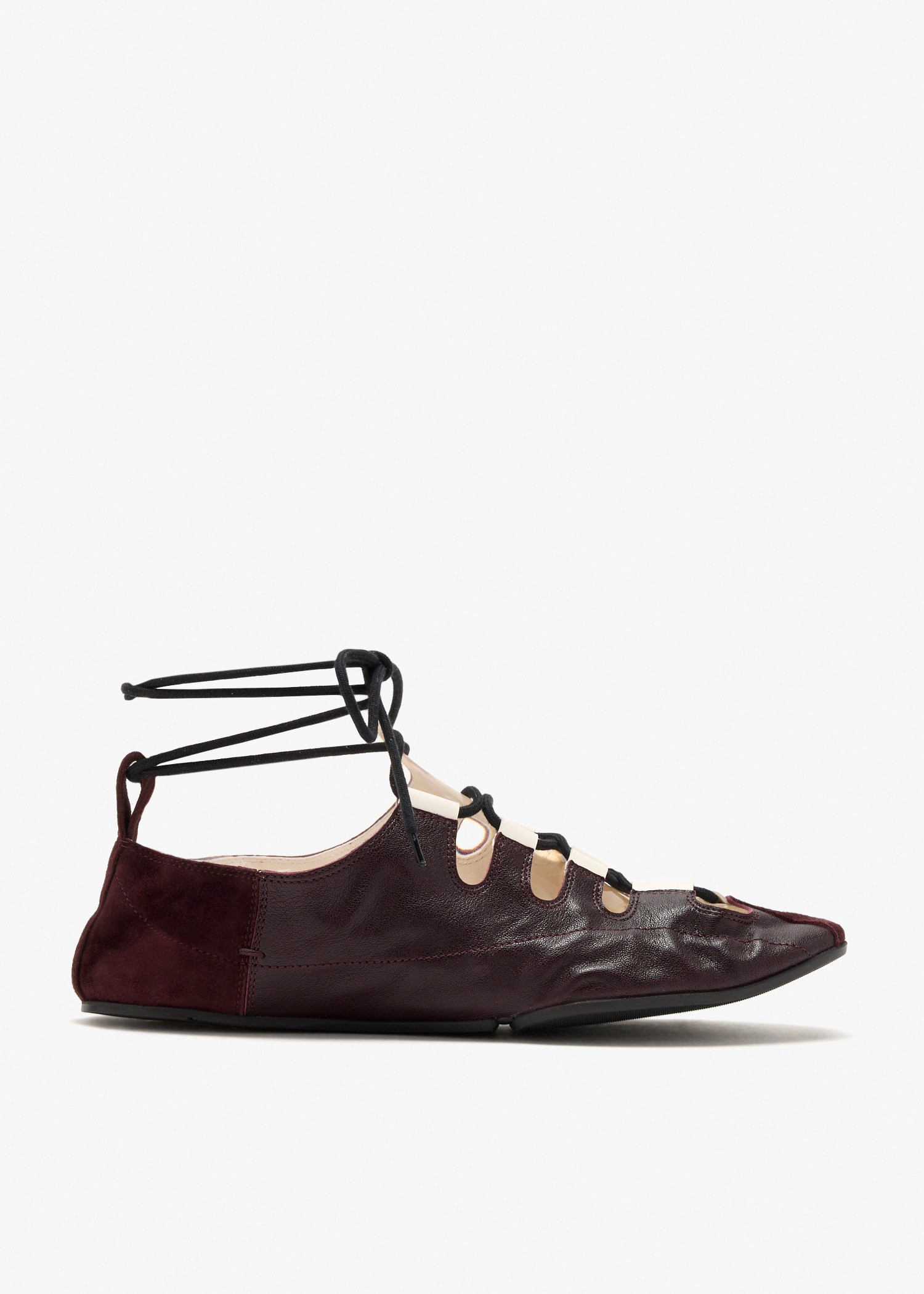 

Fold laced ballerinas, Burgundy