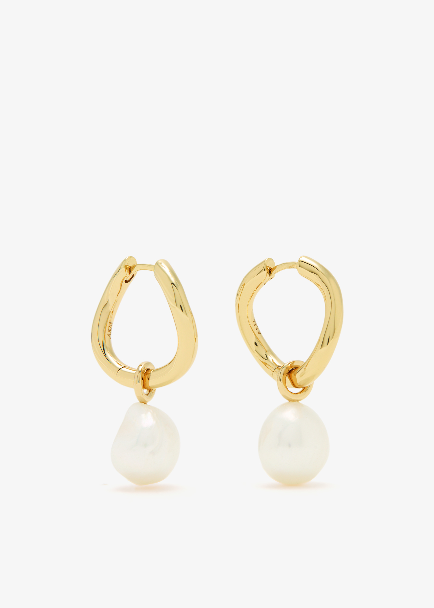 

Serenity Pearl Charm hoops, Gold