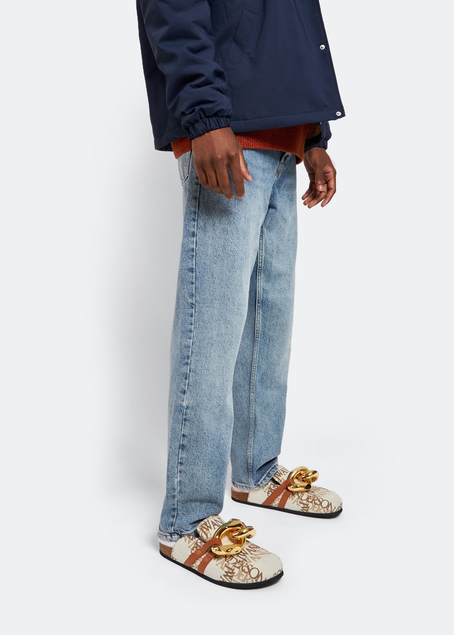 

Woven chain loafer mules, Beige
