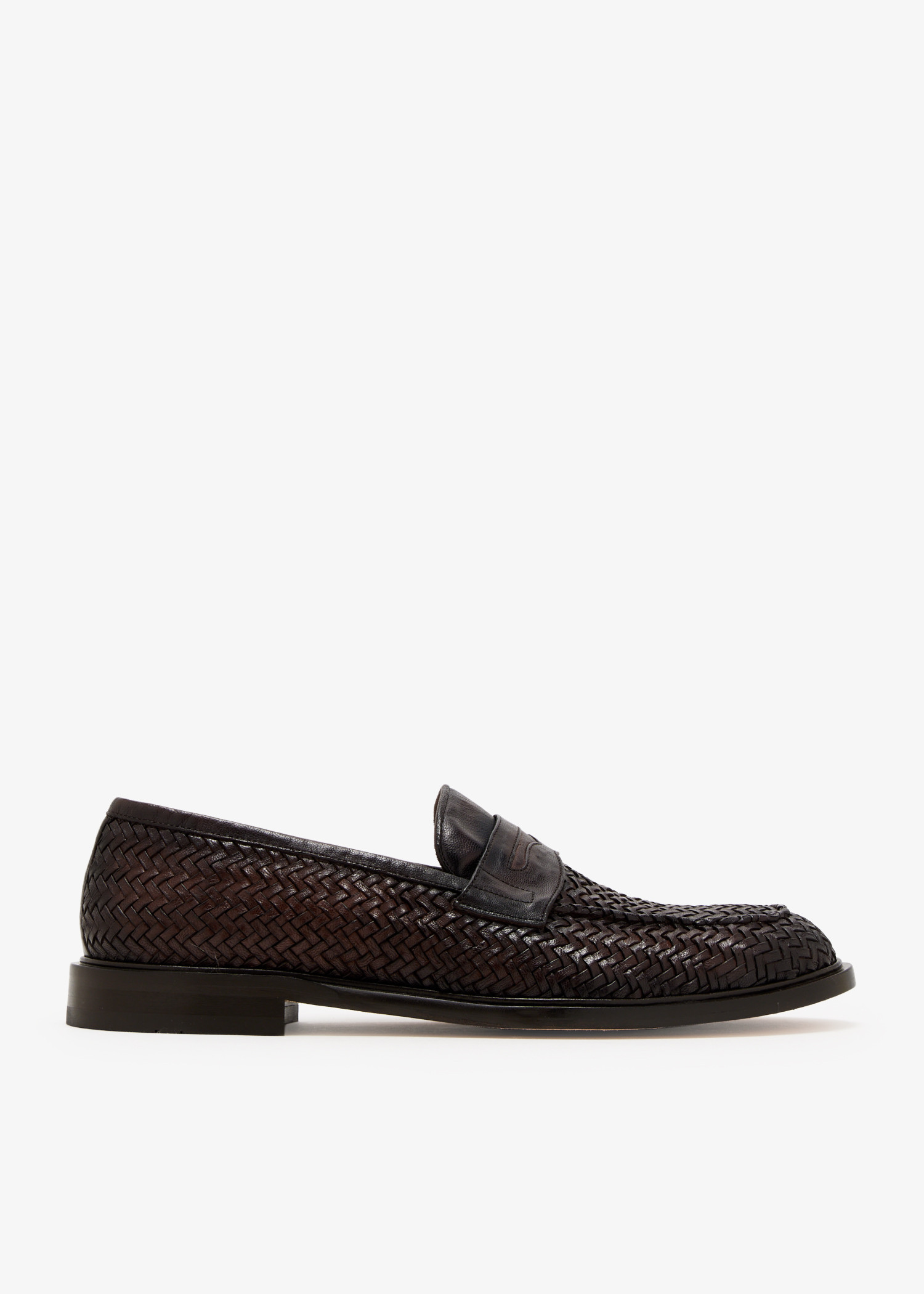 

Woven leather loafers, Brown