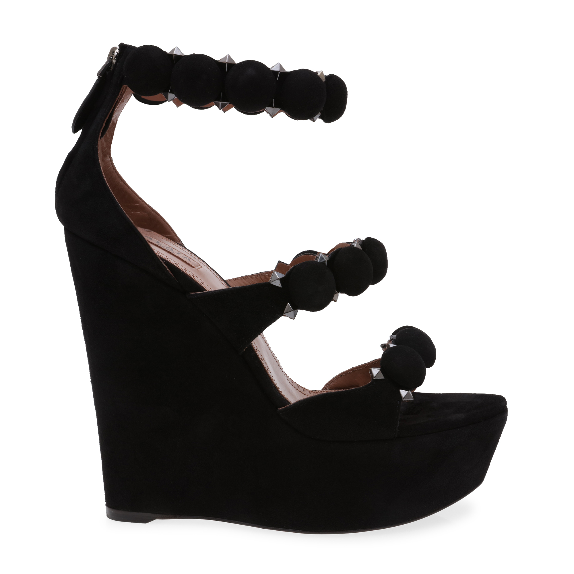 

Suede platform wedge sandals, Black