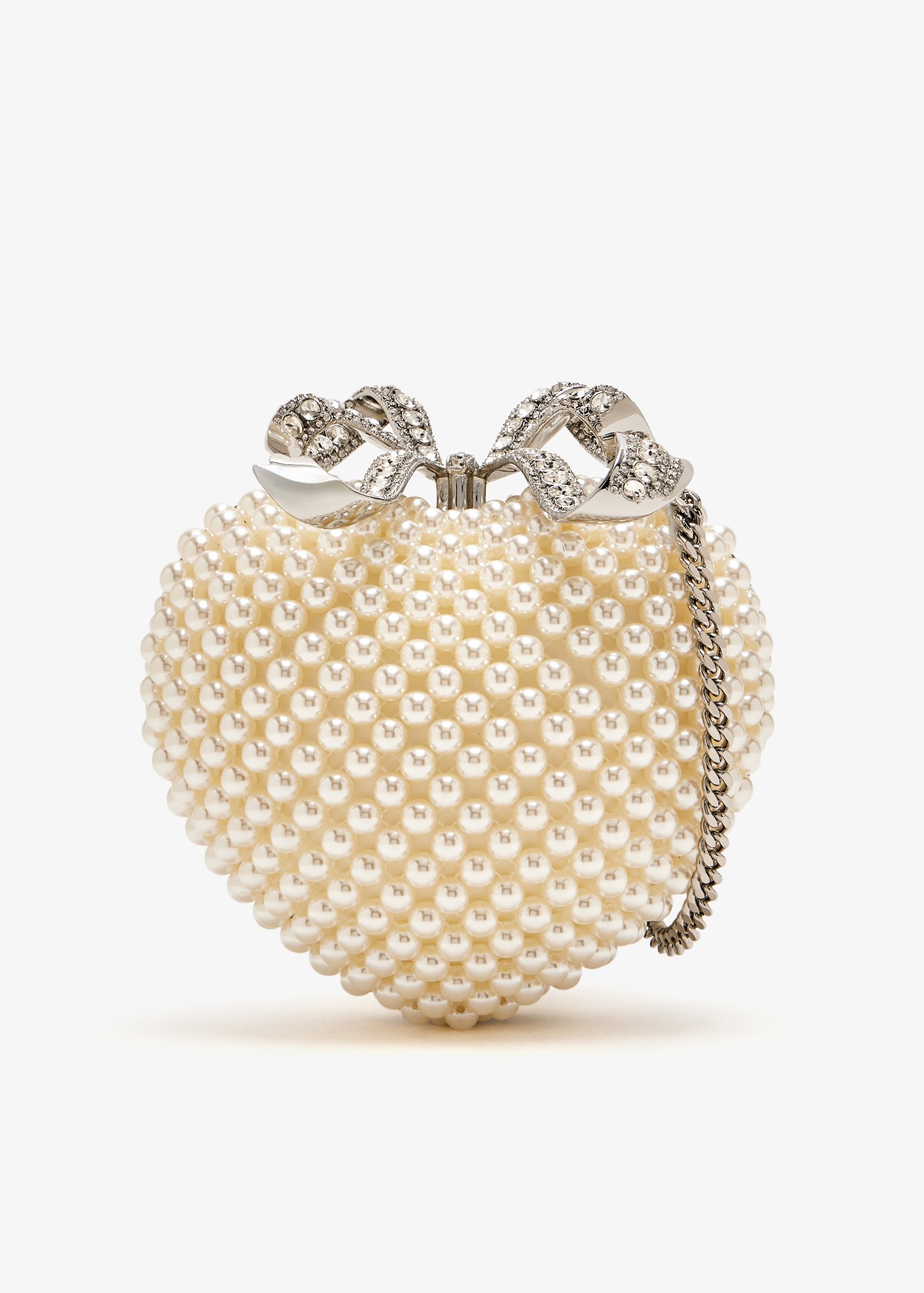 

Pearl heart clutch, Cream