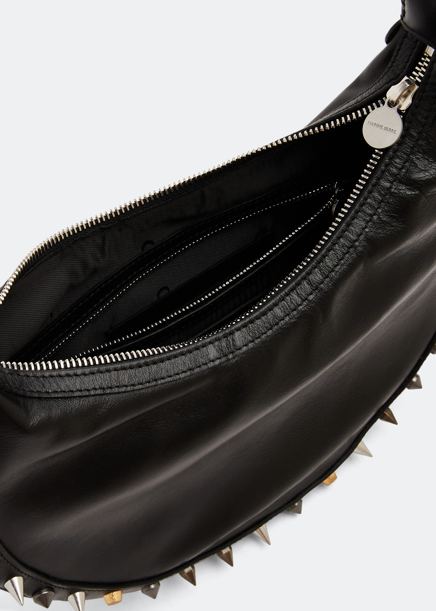 Marine Serre Crescent Moon leather bag for Women - Black in Marine Serre Crescent Moon leather bag for Women - Black in