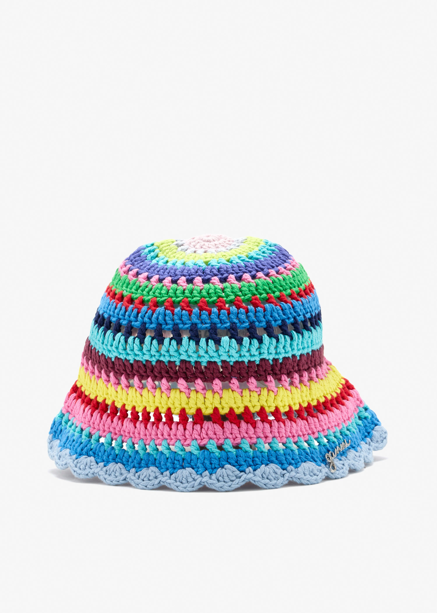 

Crochet stripe bucket hat, Multicolored
