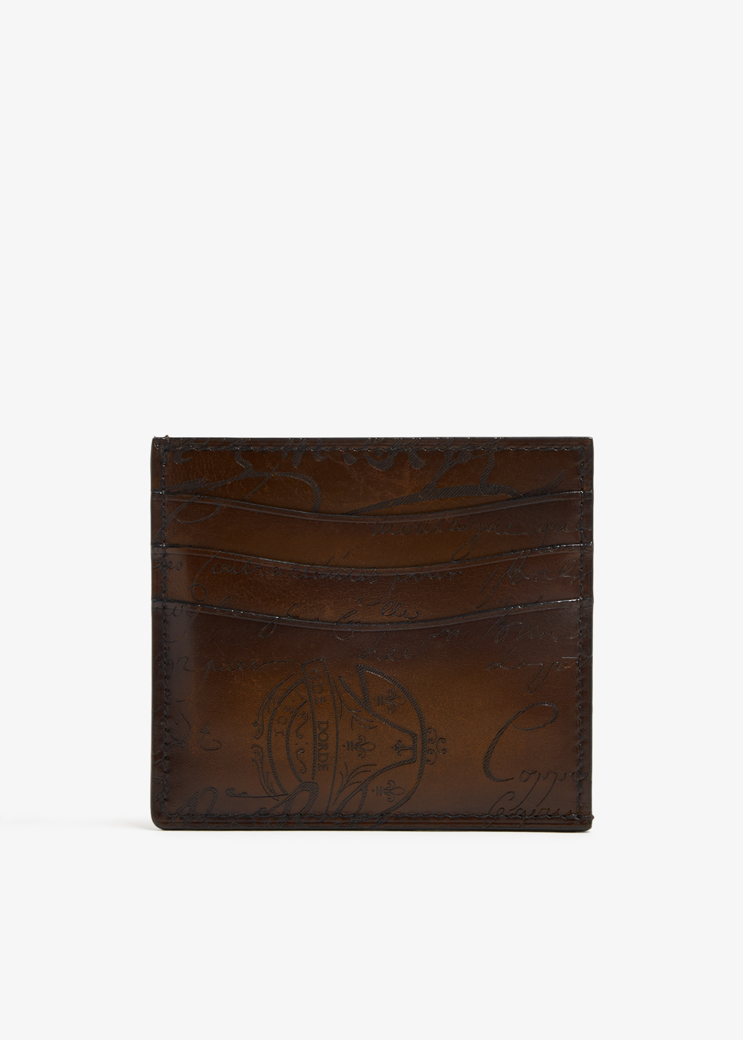 

Bambou Scritto leather card holder, Brown