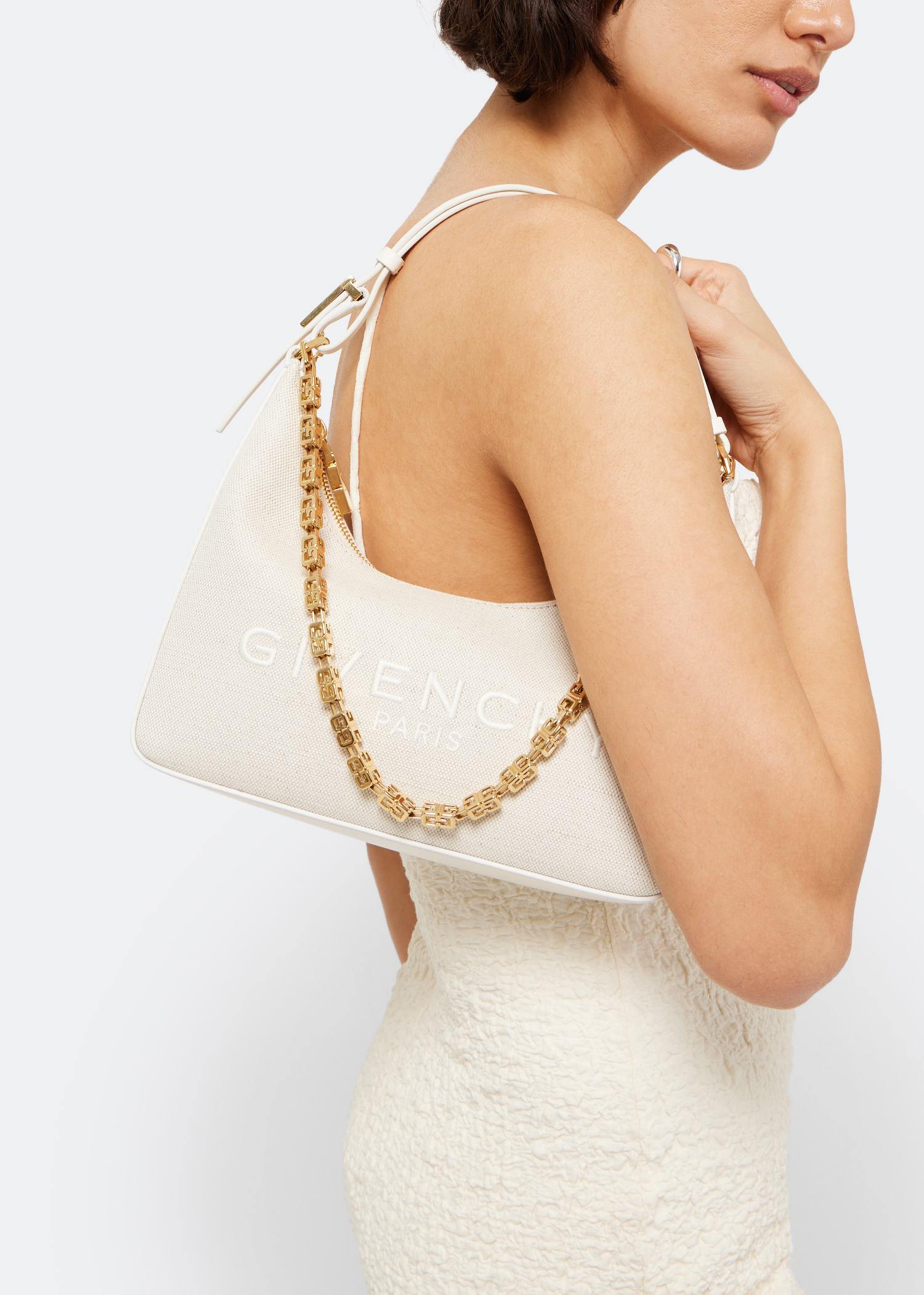 

Moon cut-out small bag, Beige