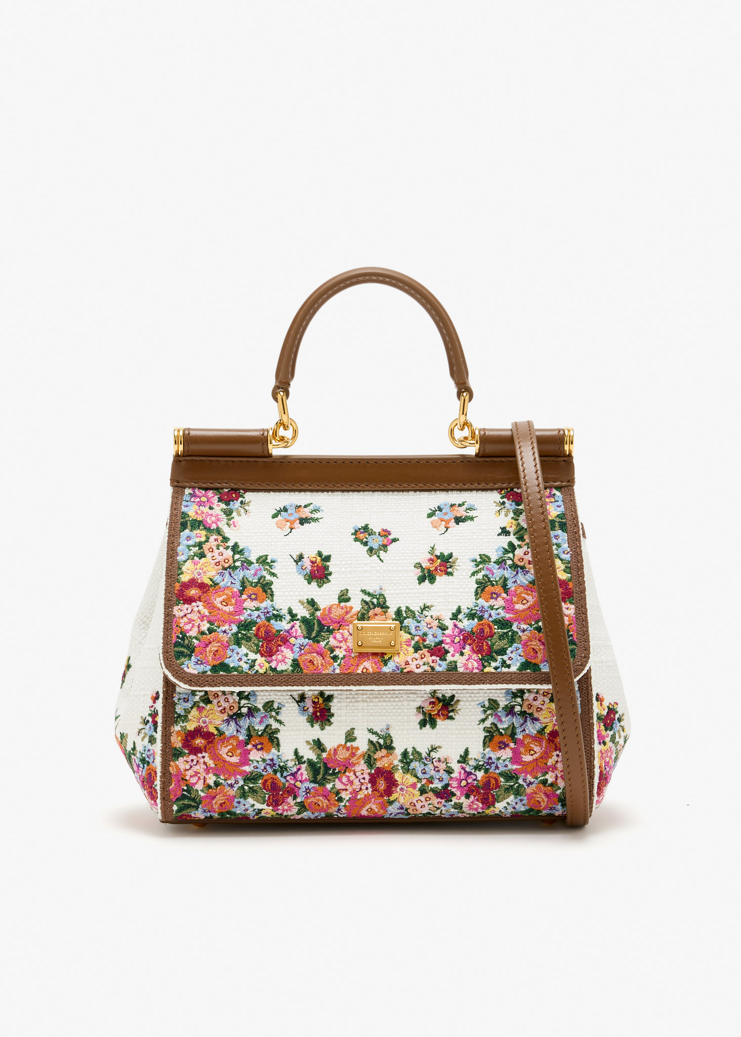 

Sicily Embroidered medium handbag, White