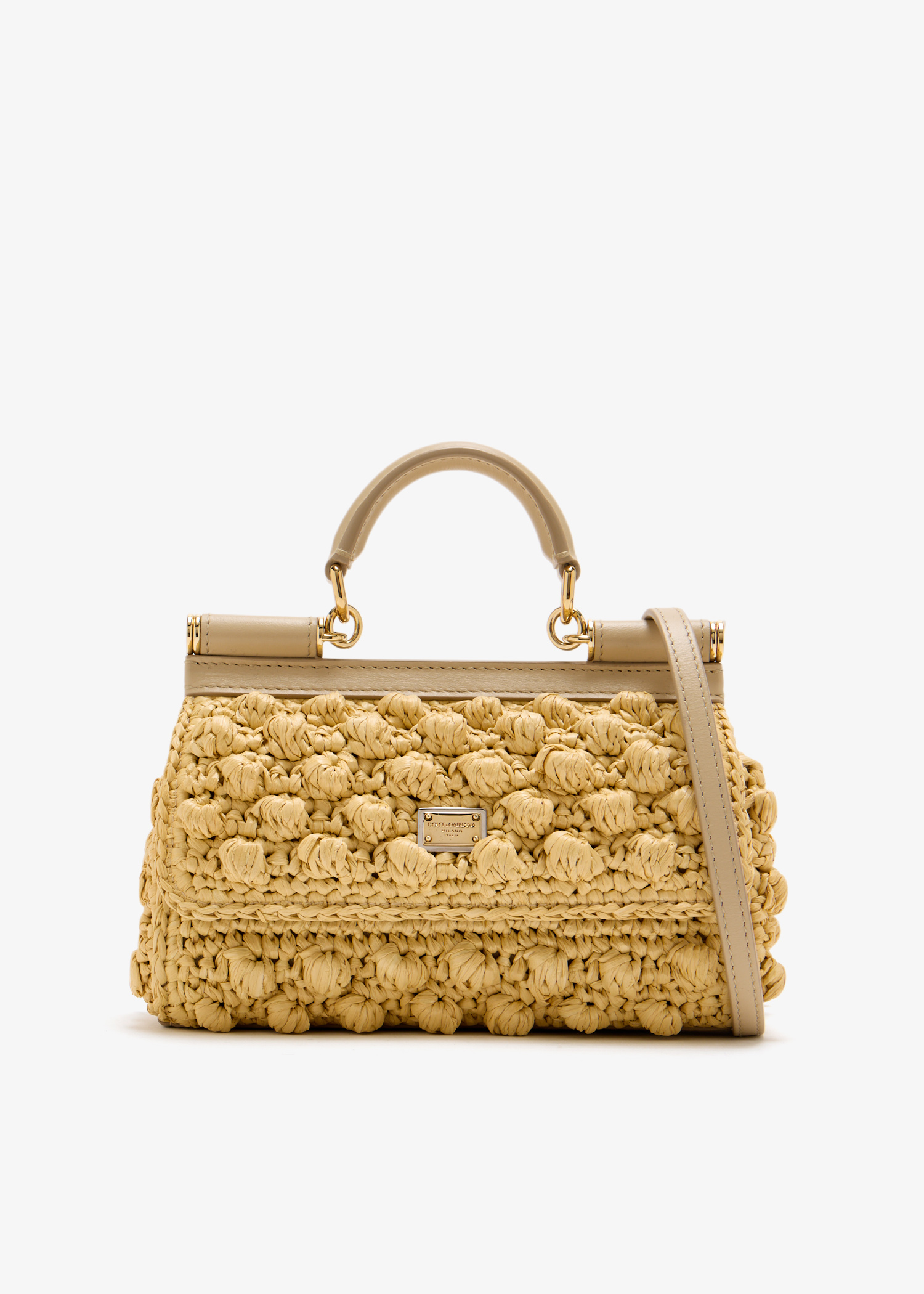 

Small Sicily raffia crochet bag, Beige