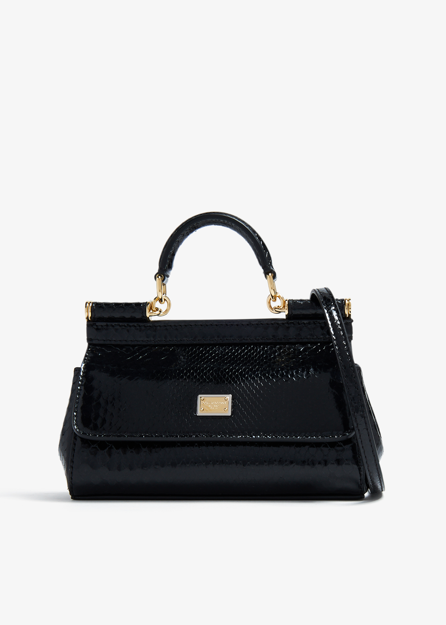 

Small Sicily python bag, Black