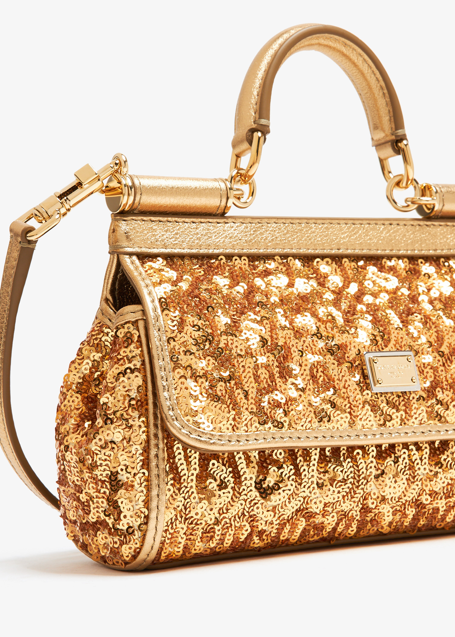 Dolce Gabbana Small Sicily sequin bag for Women Gold in UAE Level Shoes