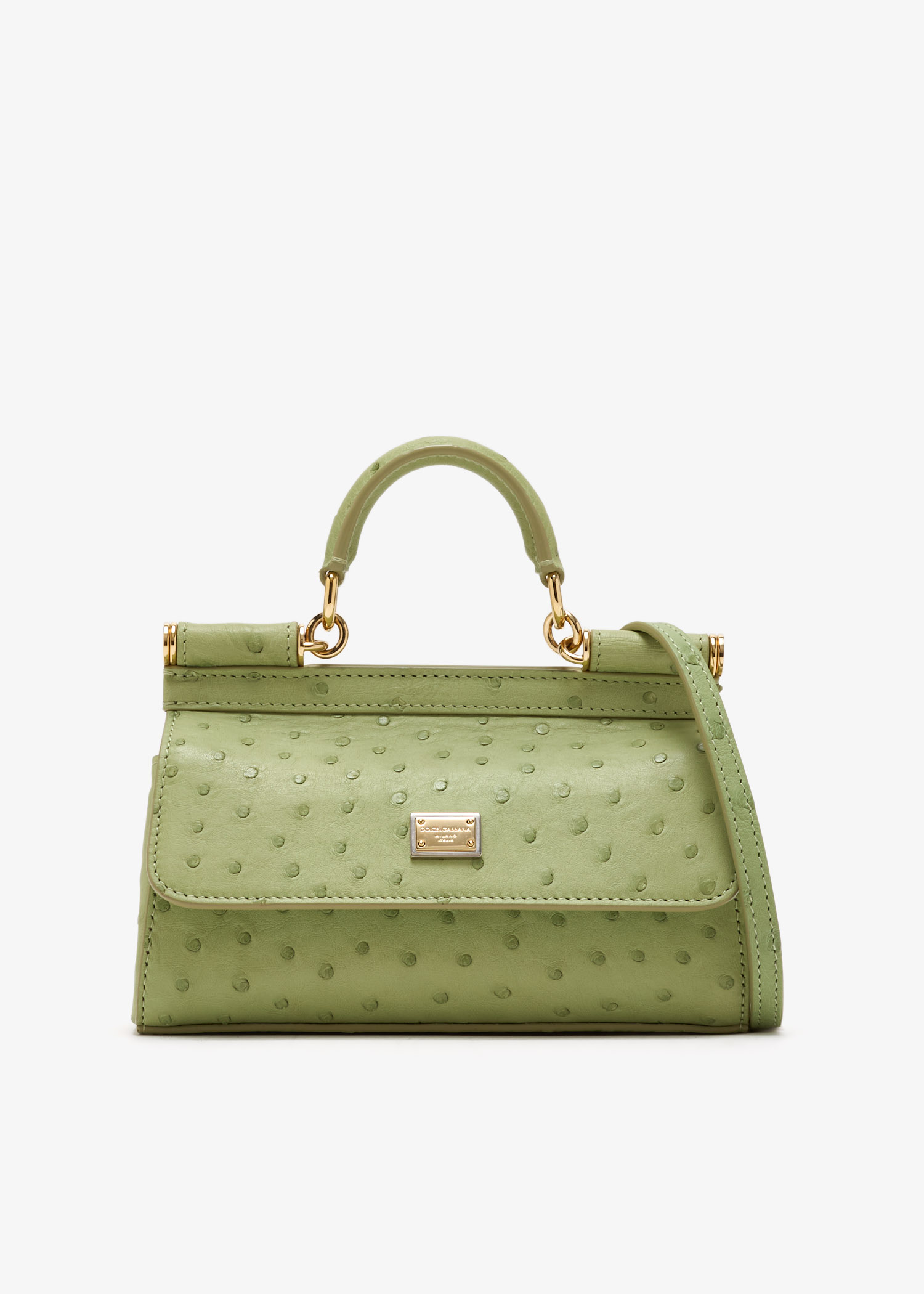 

Small Sicily ostrich leather bag, Green