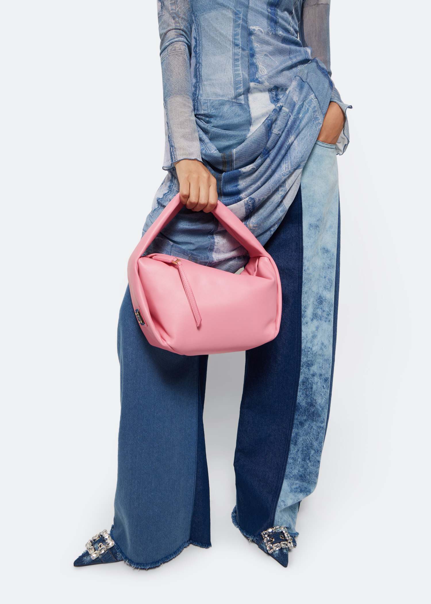 

Soft leather top handle bag, Pink