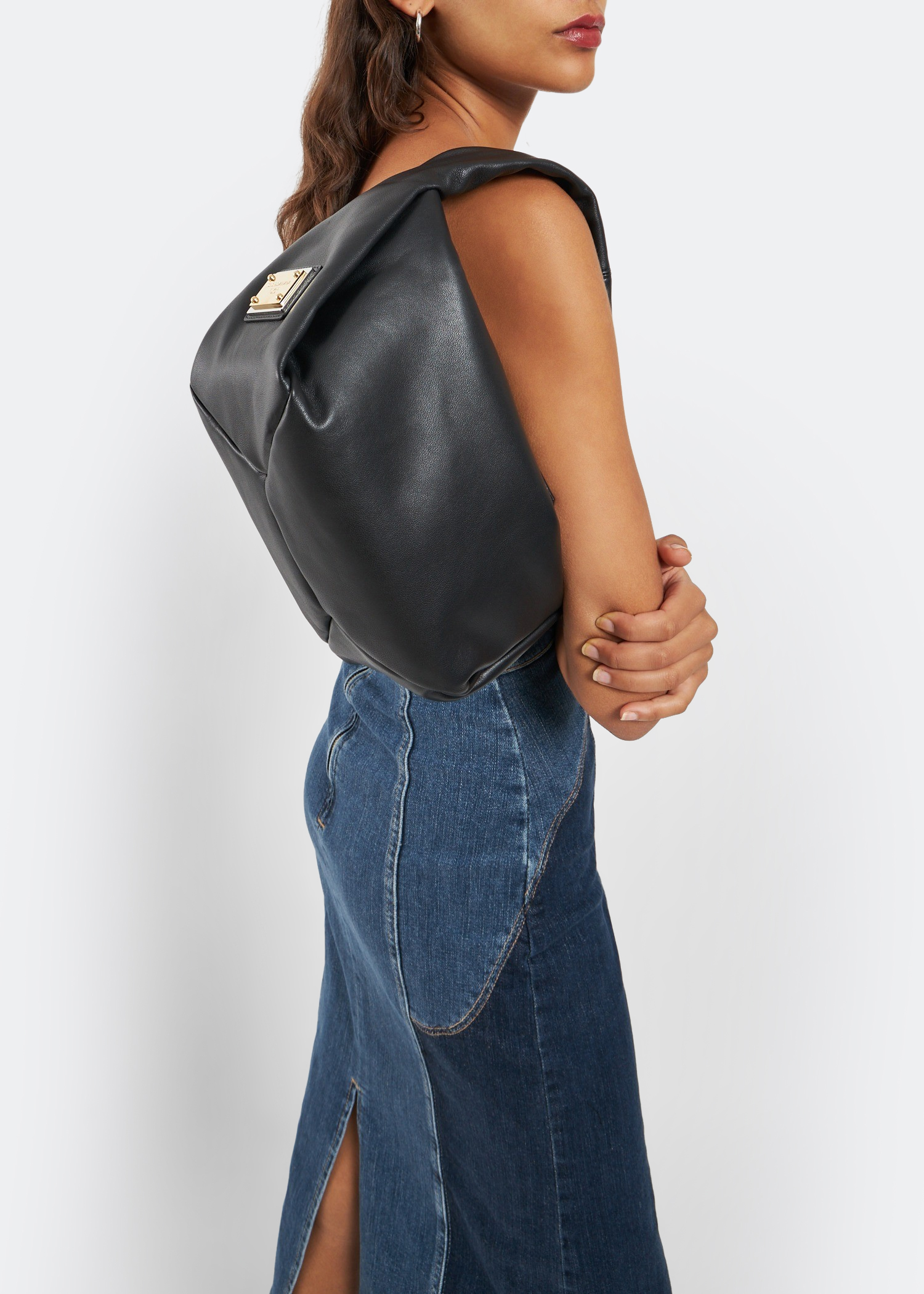

Leather soft bag, Black