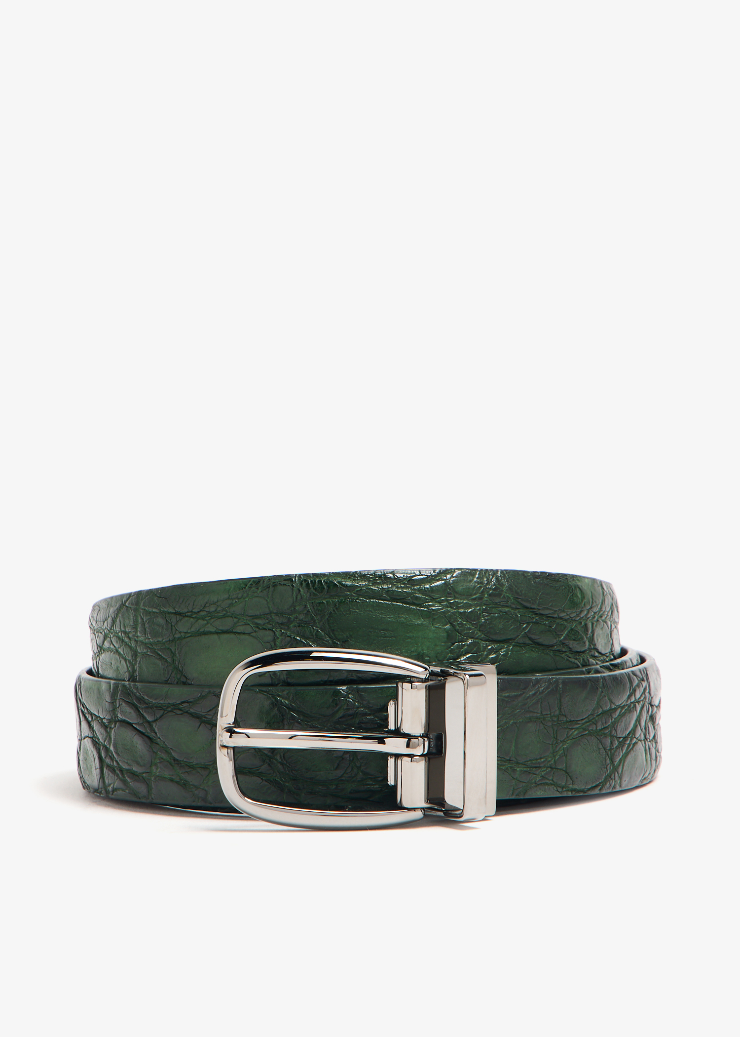 

Caiman leather belt, Green