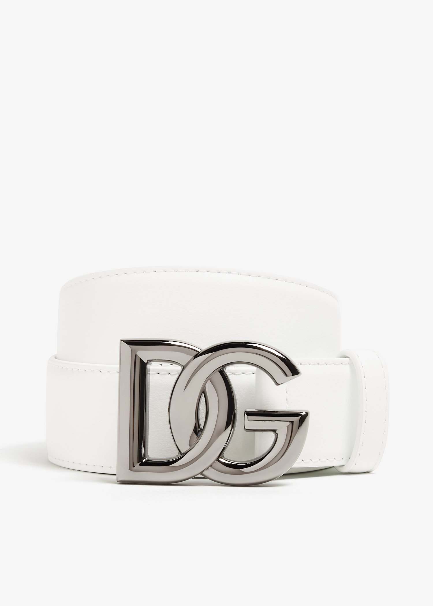 

DG logo buckle belt, White