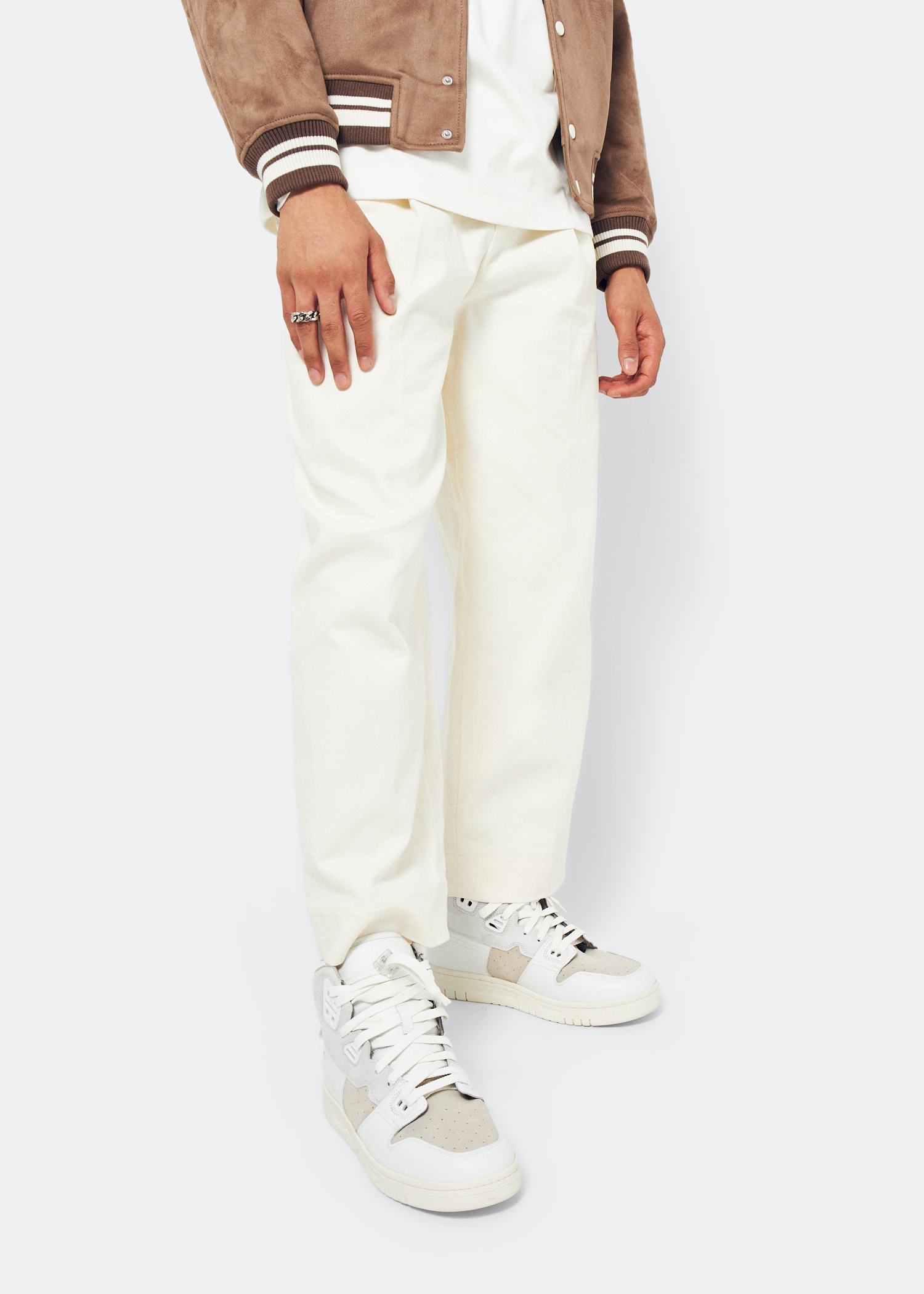 

Leather high-top sneakers, White