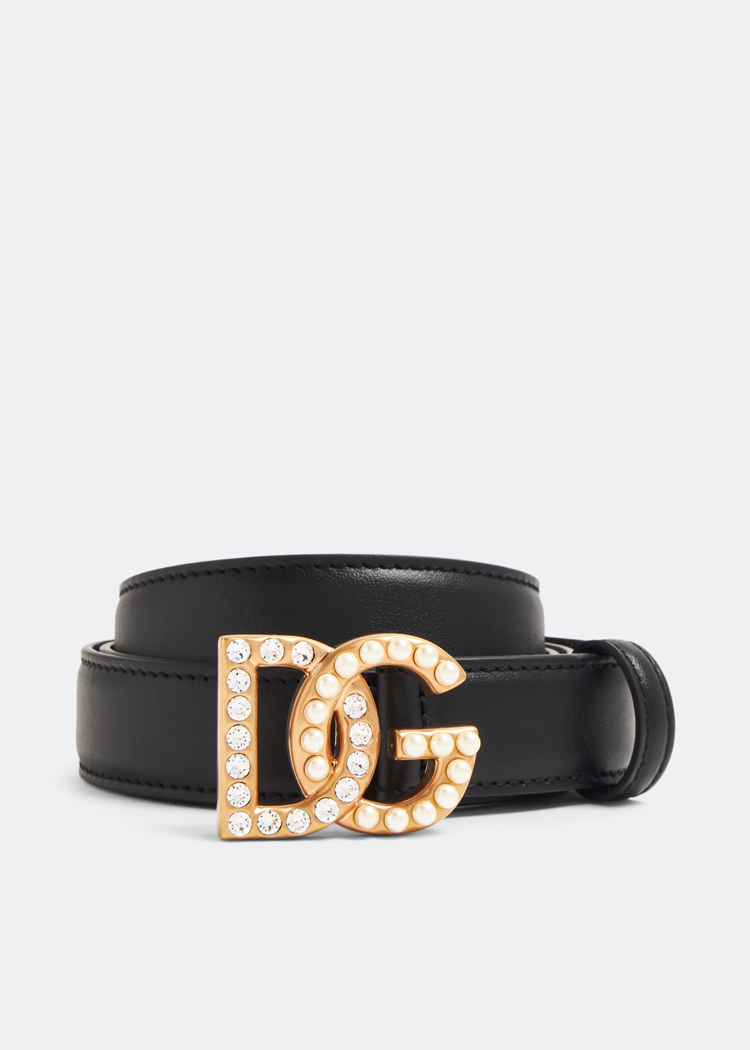 

Bejewelled DG logo belt, Black
