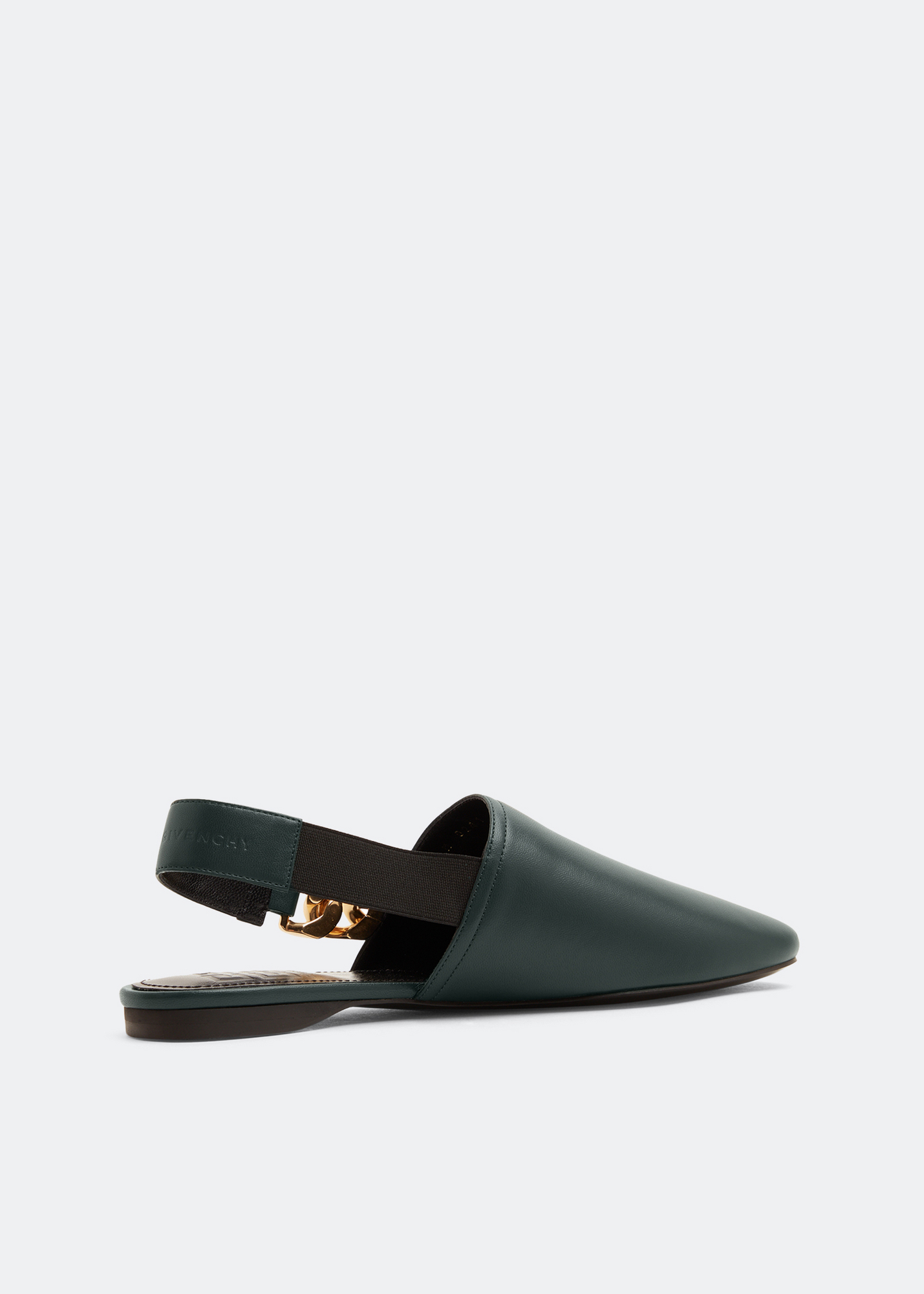 

G-chain slingback mules, Green