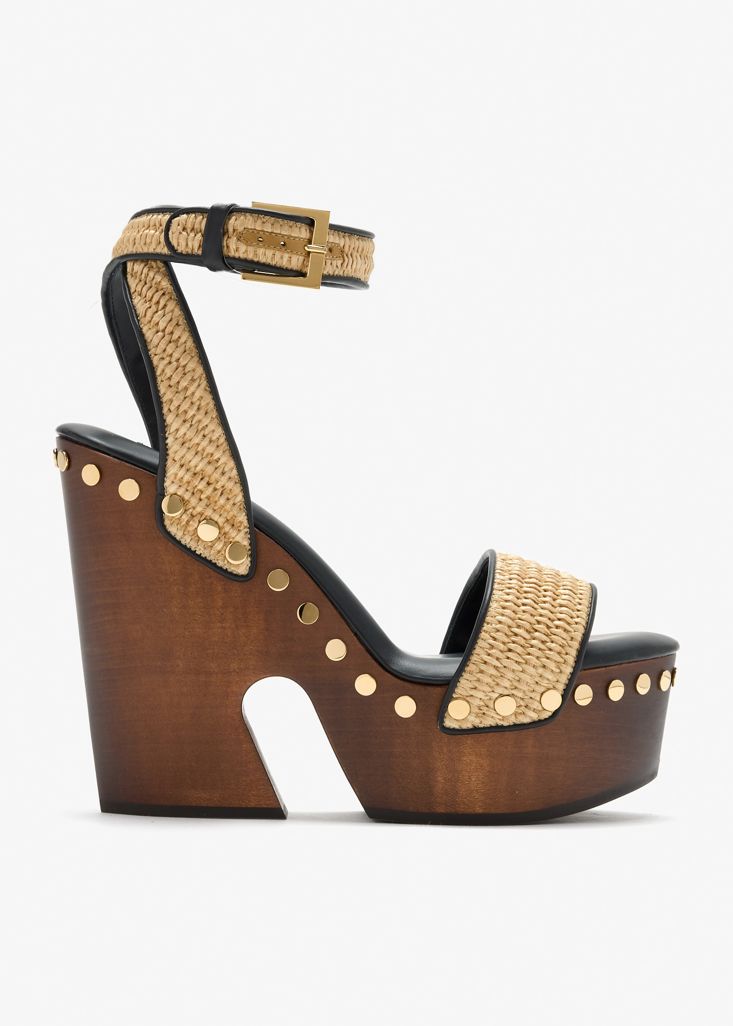 

Raffia platform sandals, Beige