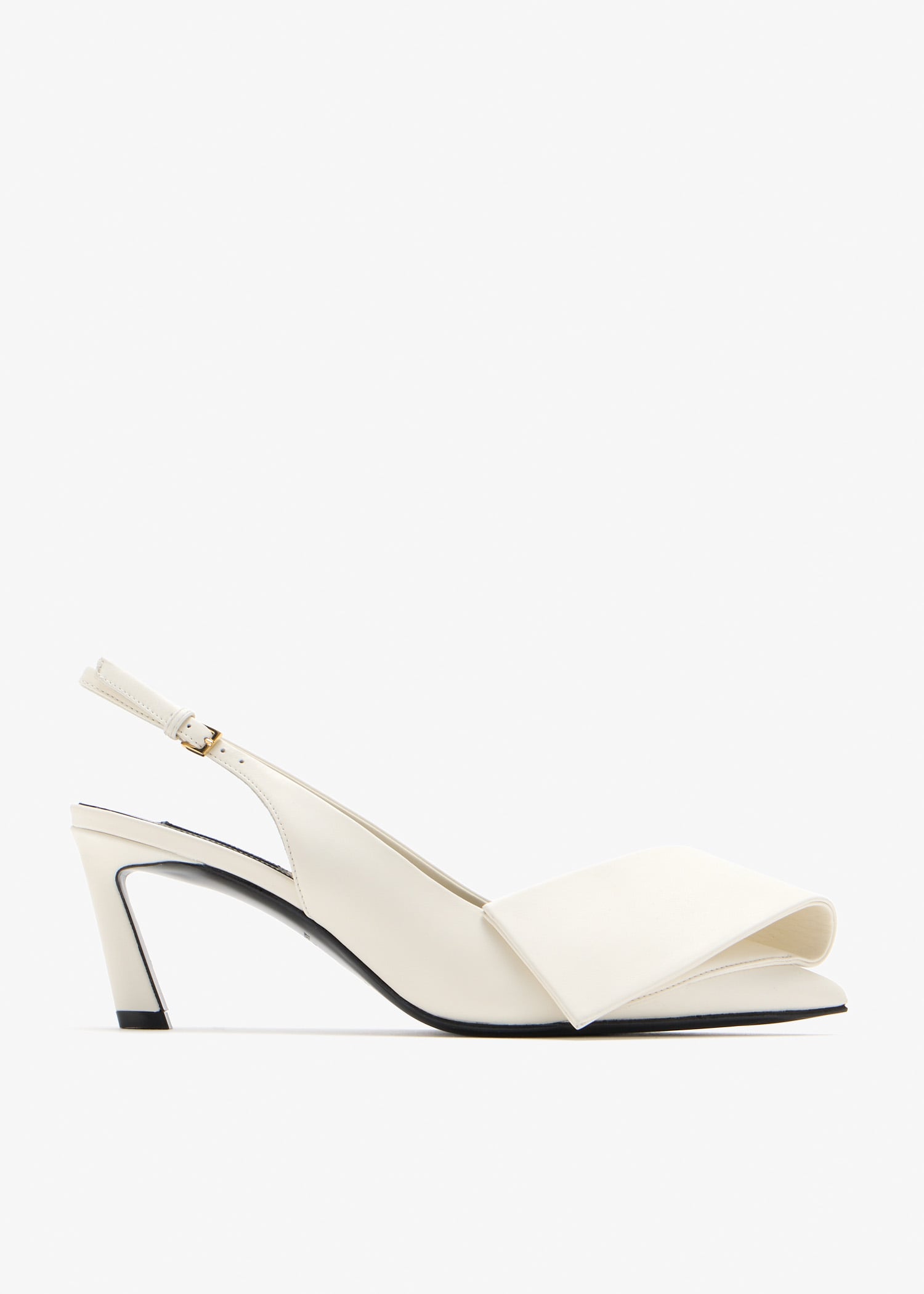 

Twisted Ribbon slingback pumps, Cream