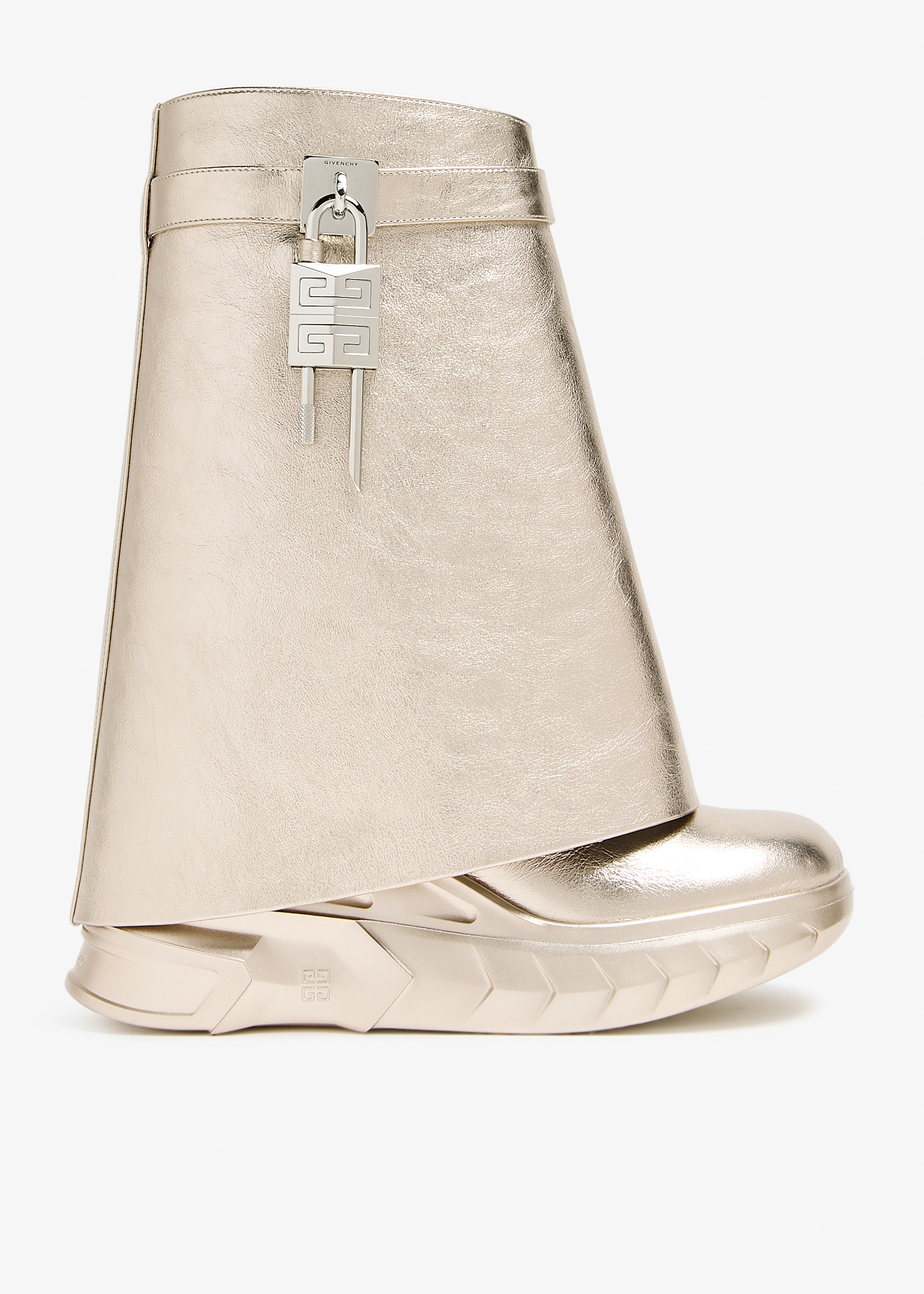 

Shark Lock ankle biker boots, Gold