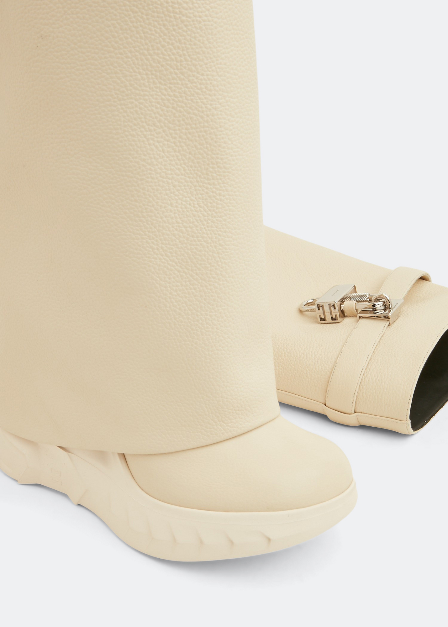 

Shark lock biker boots, White