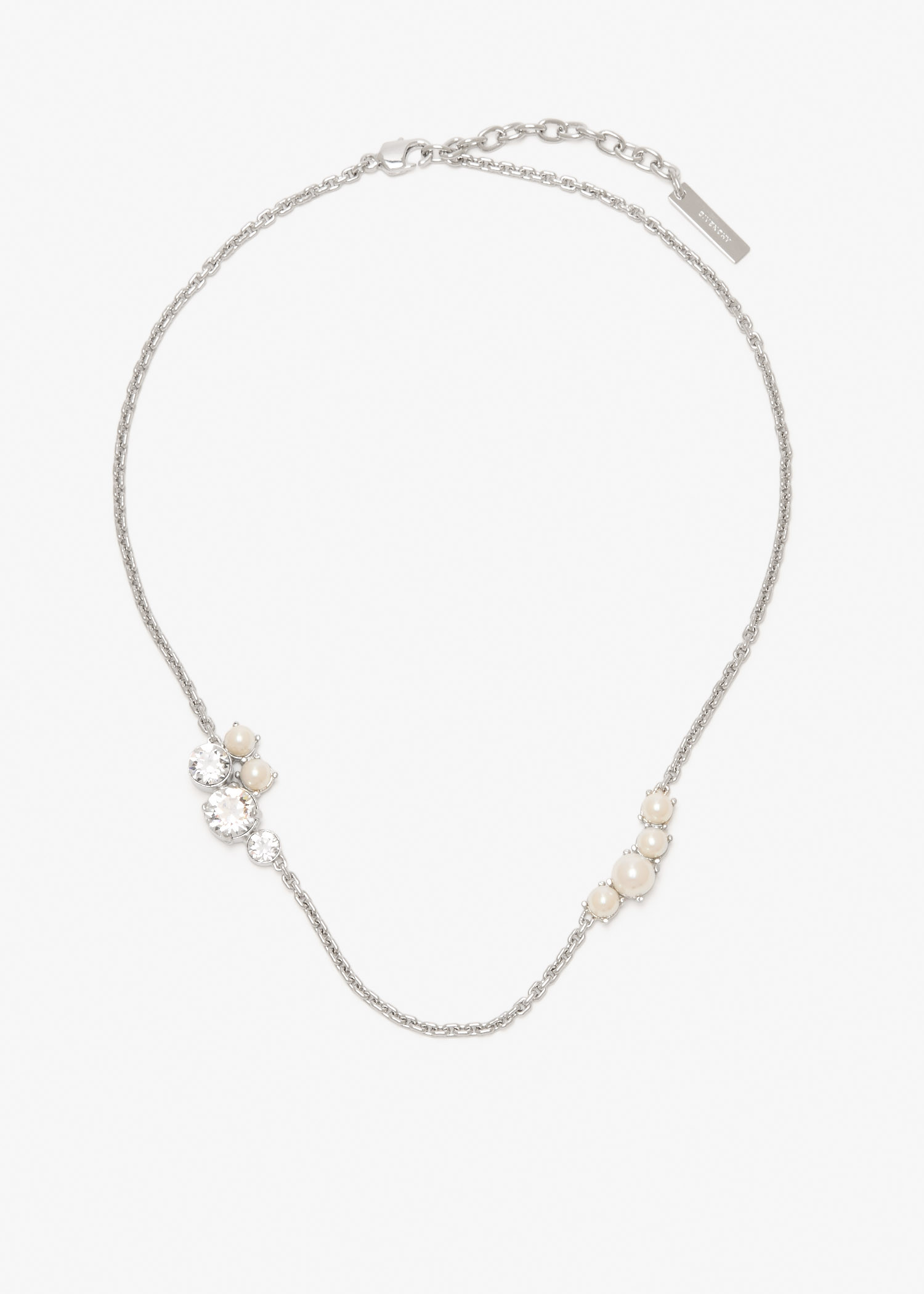 

Crystal Pearl short necklace, Silver