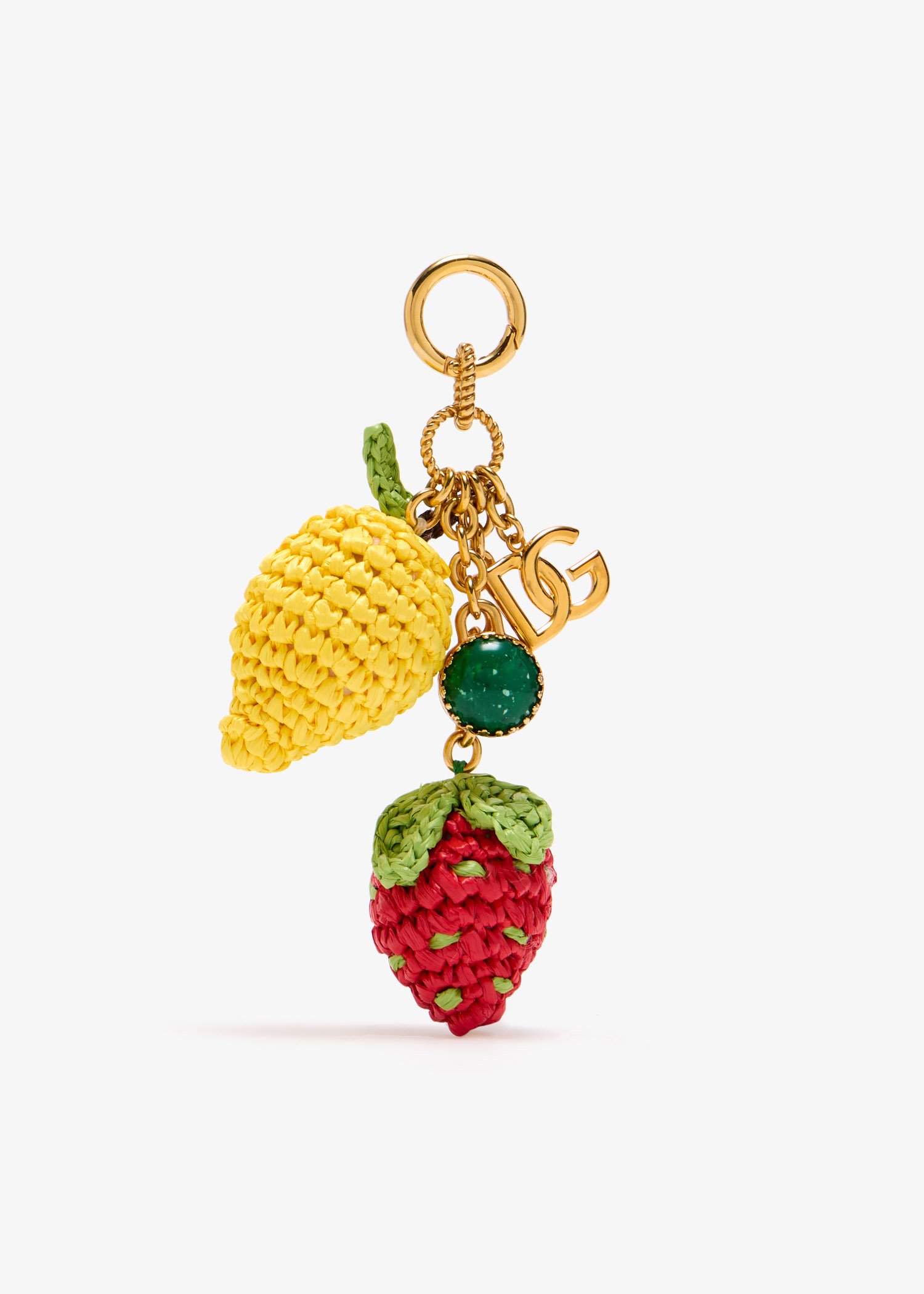 

Metal and raffia charm keychain, Multicolored