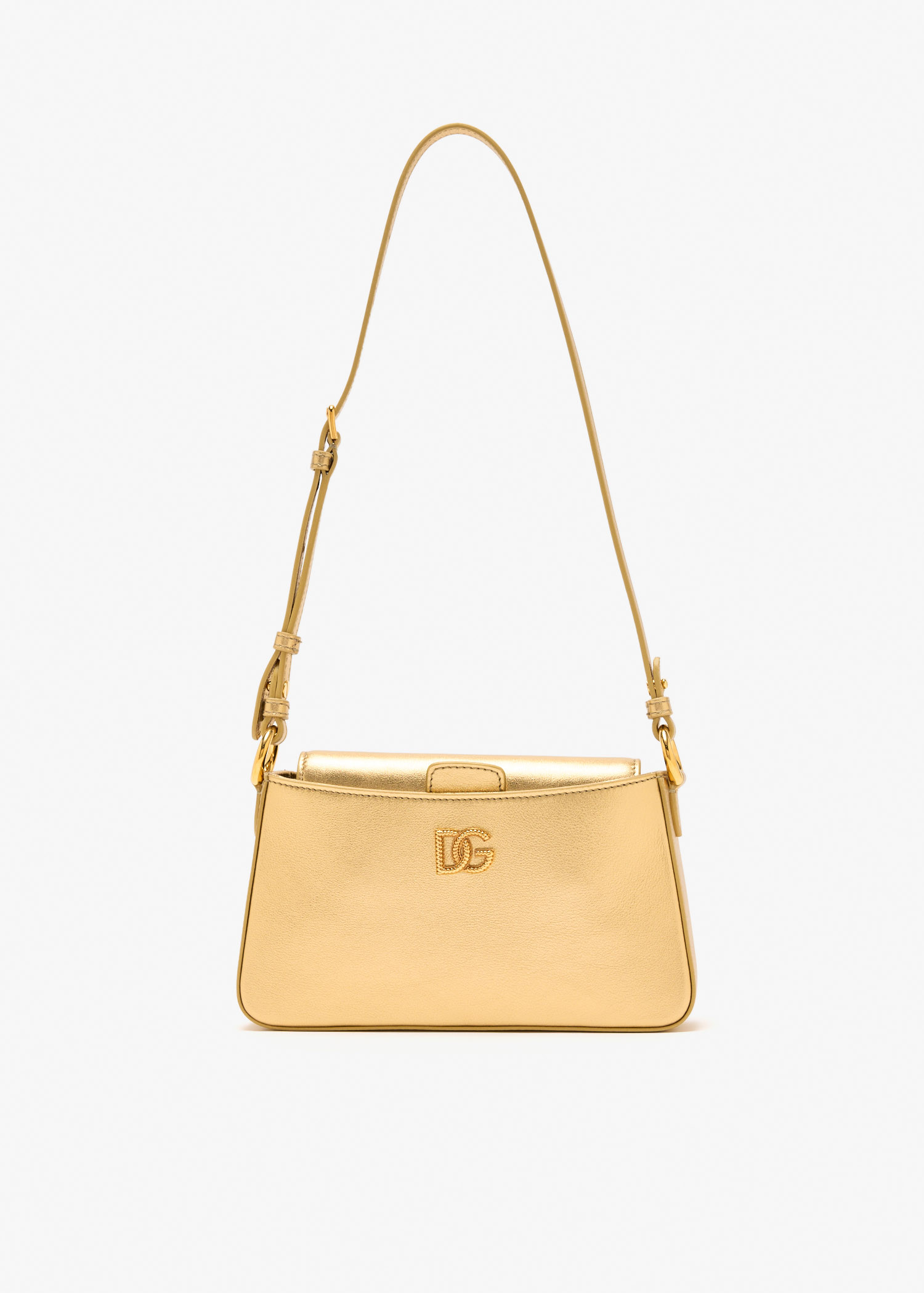 

DG Laminated calfskin phone bag, Gold