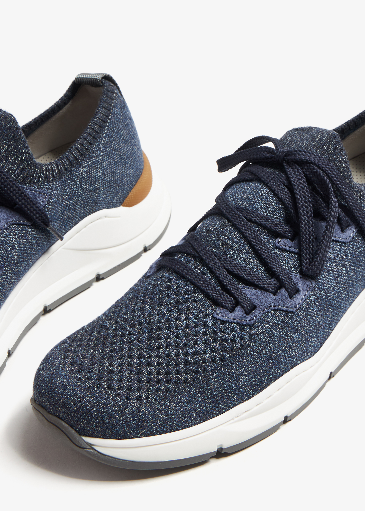 Brunello Cucinelli Cotton chiné knit sneakers for Boy - Blue Brunello Cucinelli Cotton chiné knit sneakers for Boy - Blue