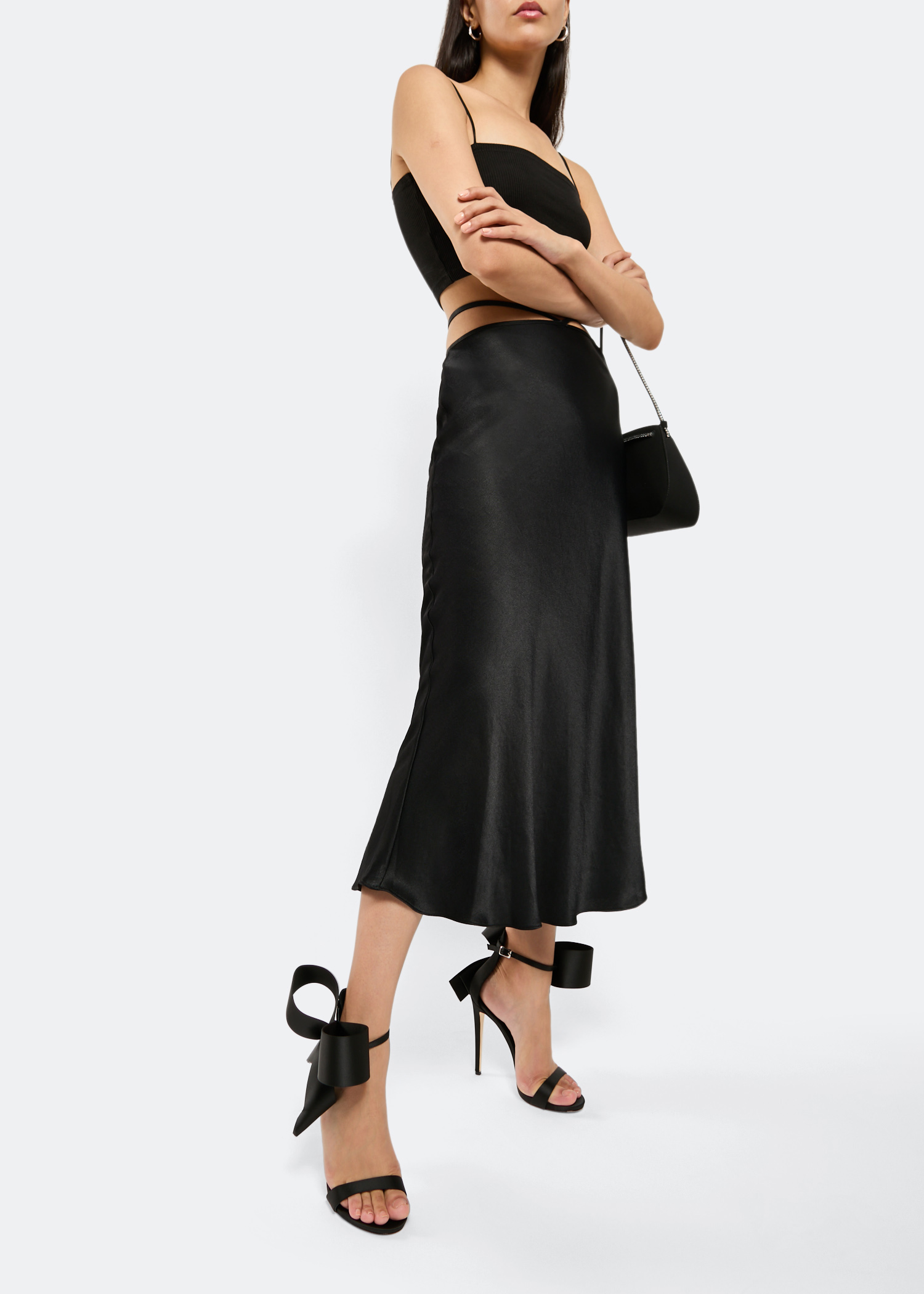 

Satin open-toe sandals, Black