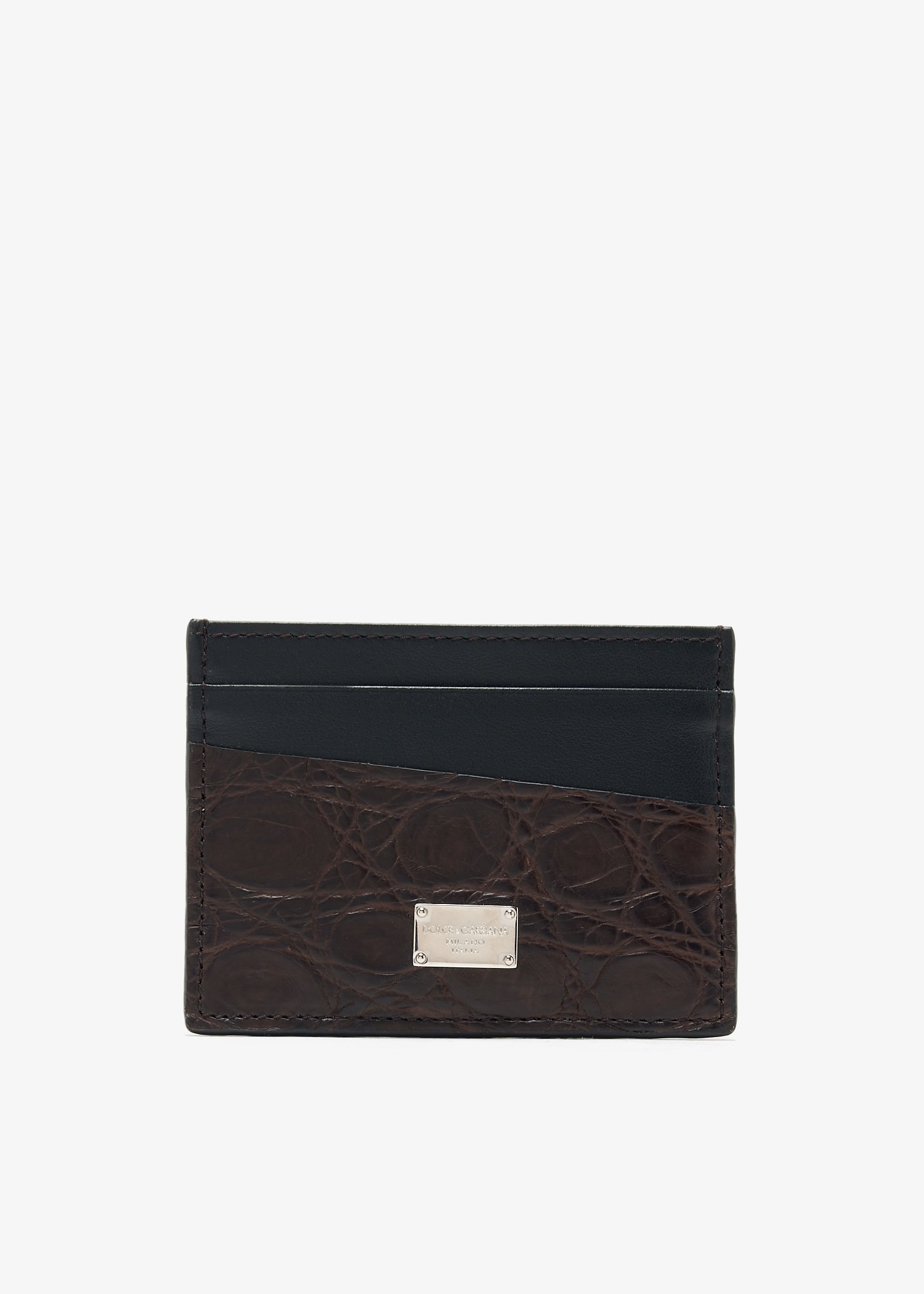 

Crocodile card holder, Brown