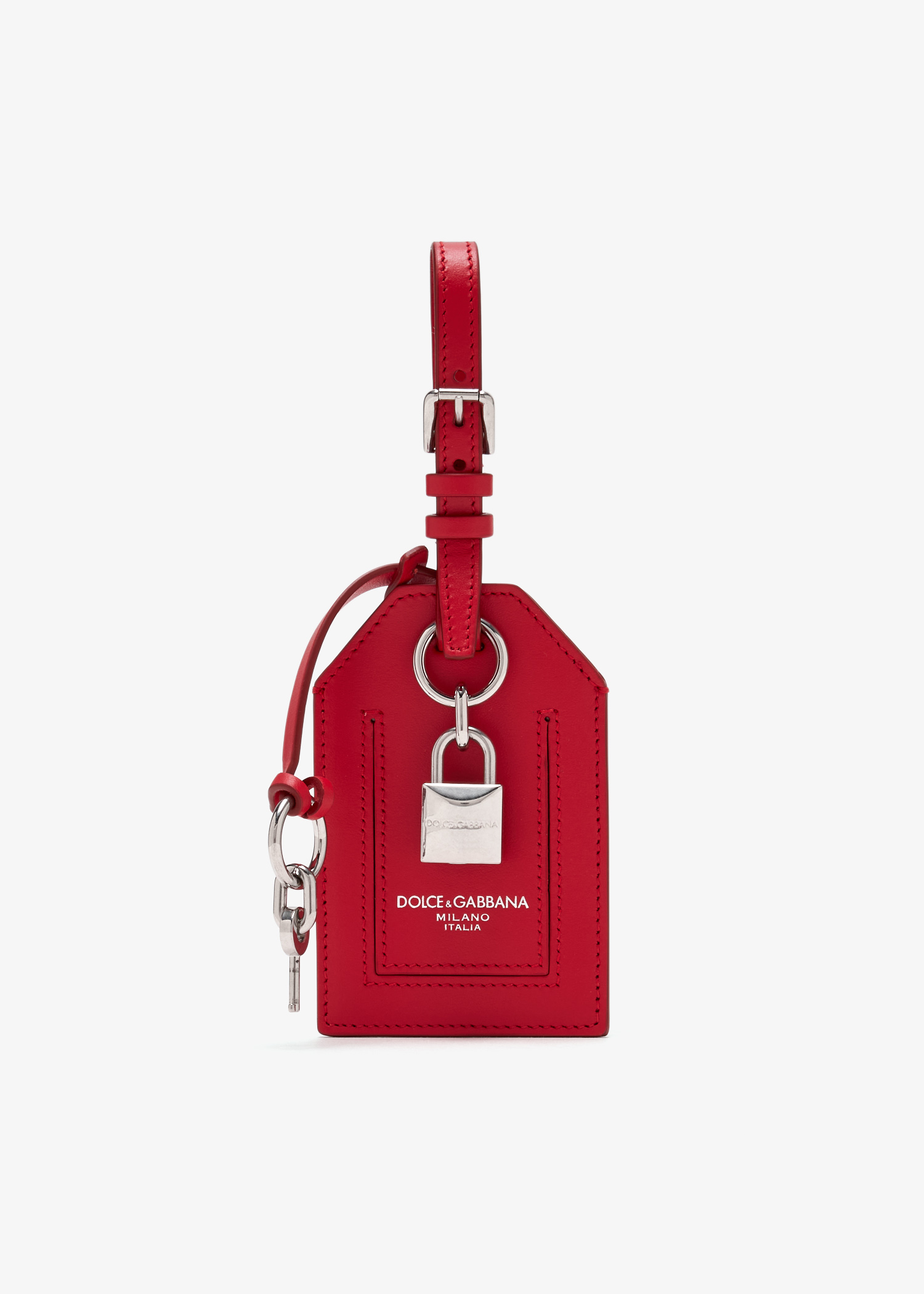 

Calfskin name tag, Red