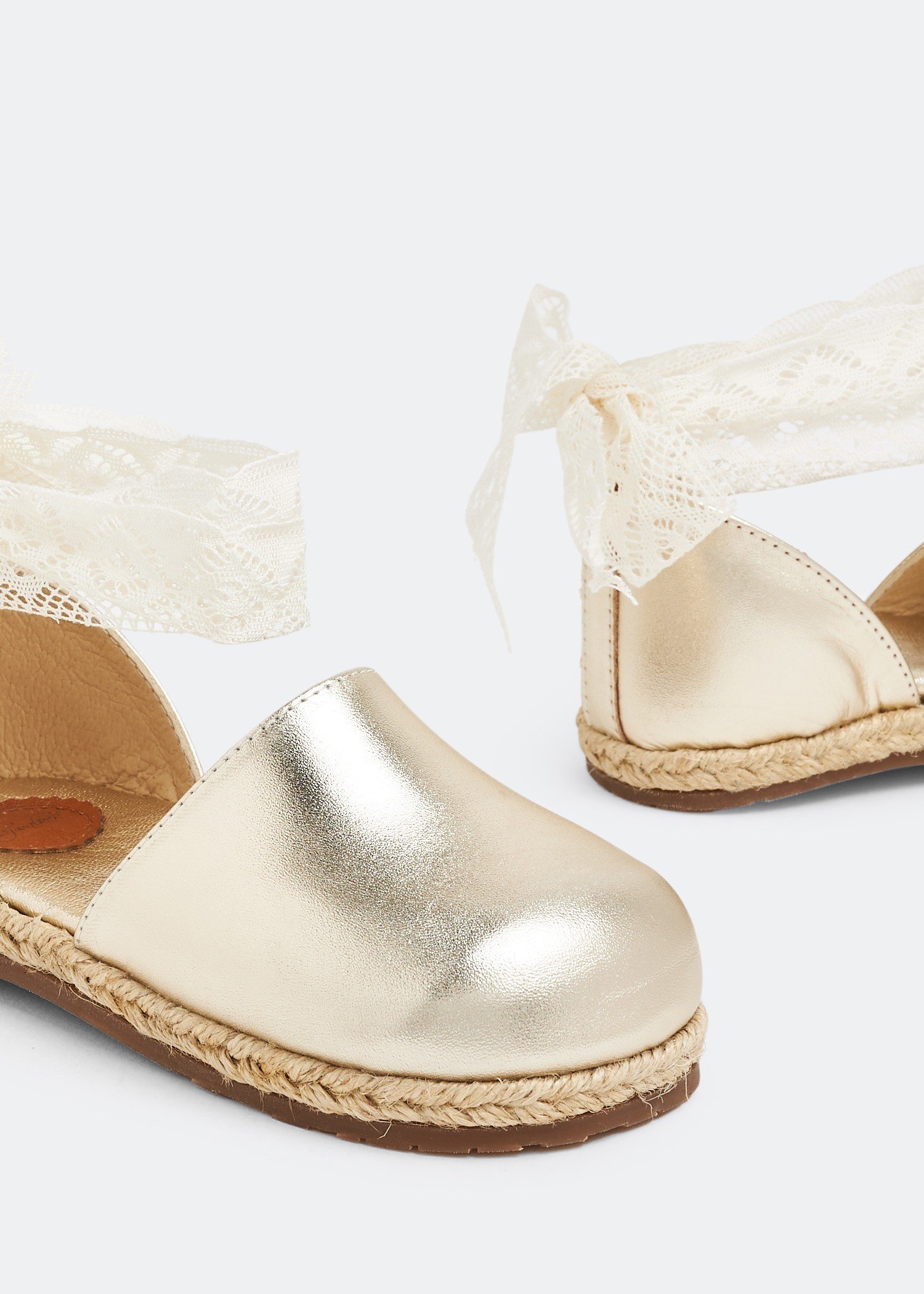

Vintage ribbon lace-up espadrilles, Gold