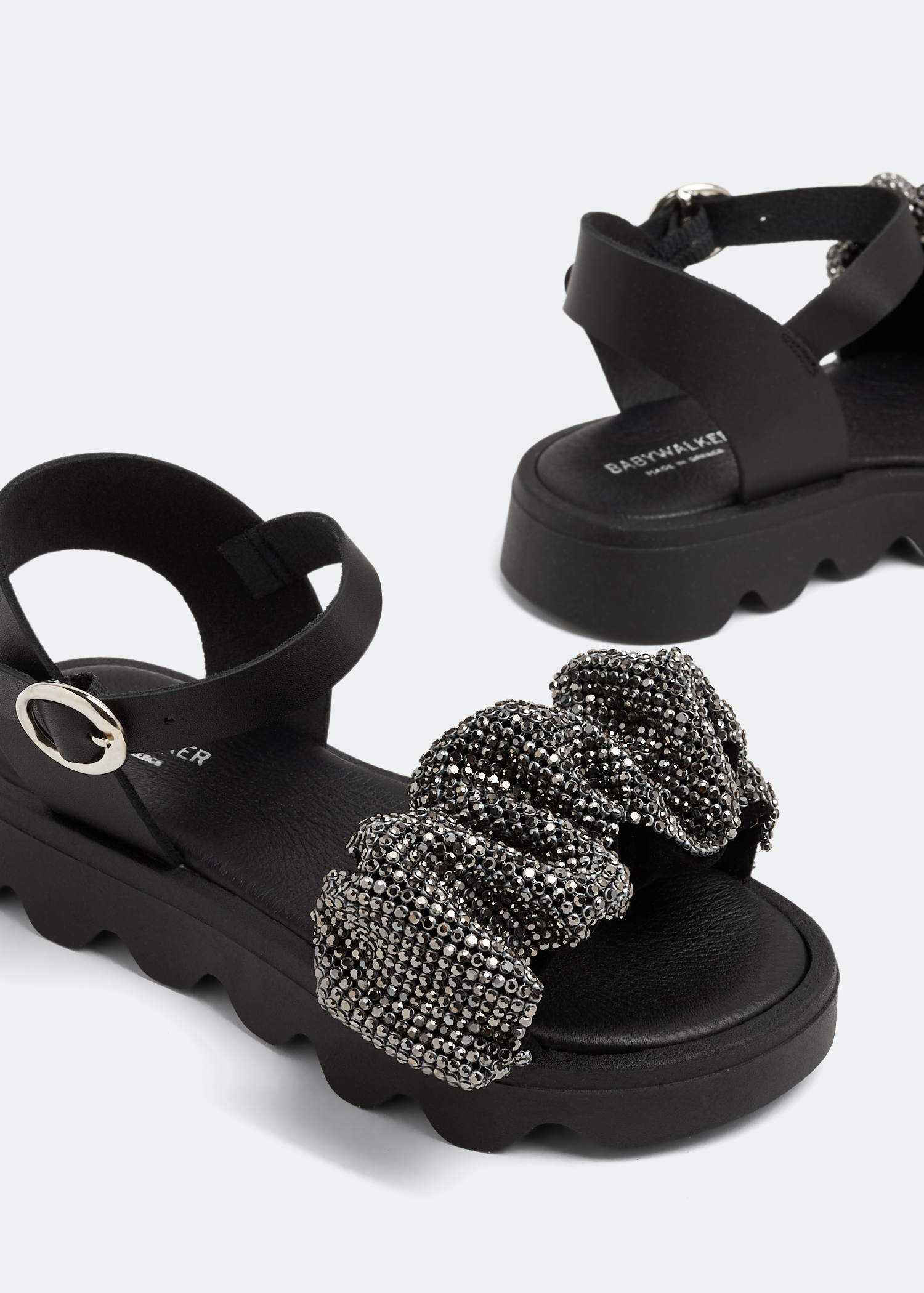 

Wrinkled strass sandals, Black