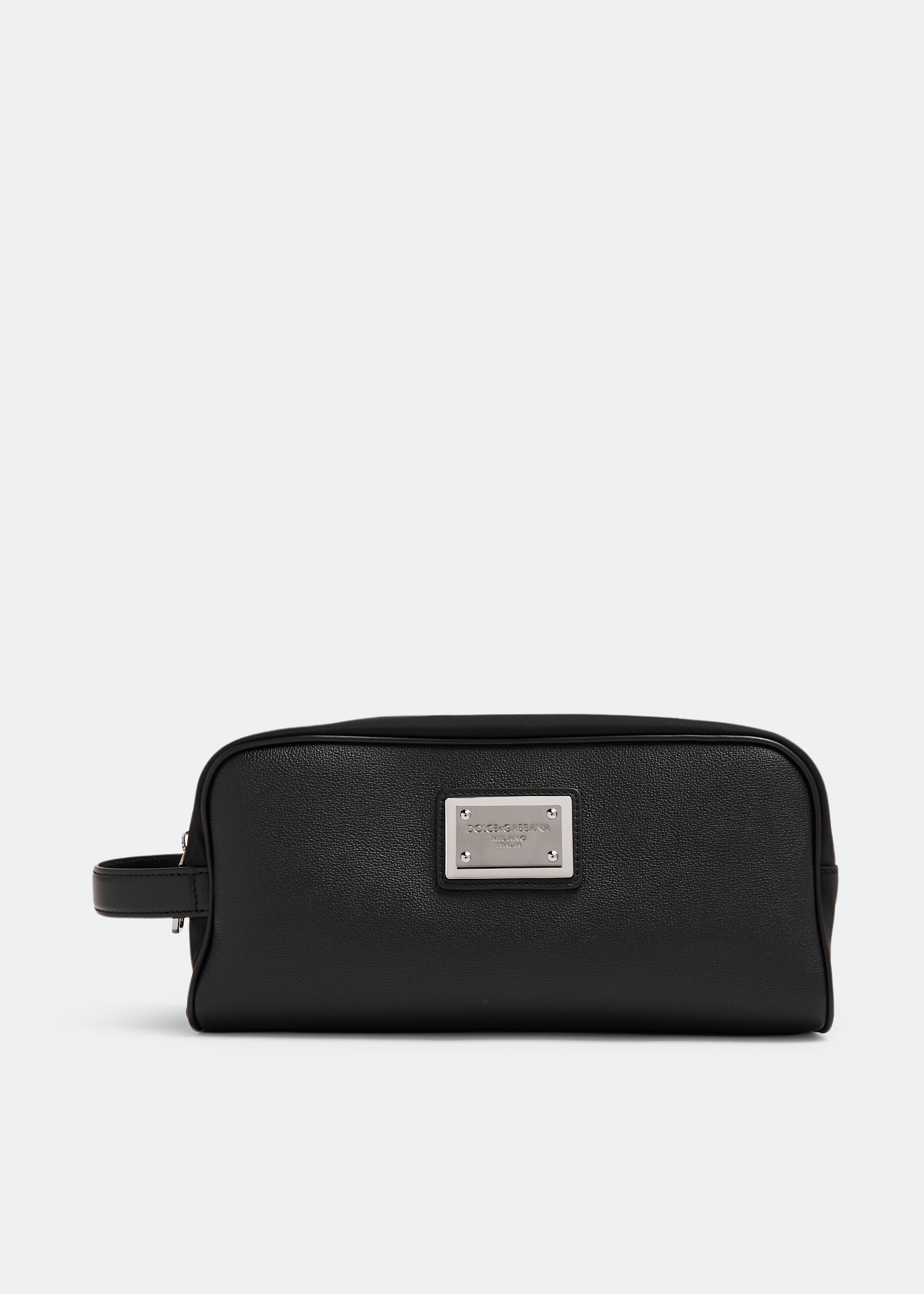 

Logo plate toiletry bag, Black