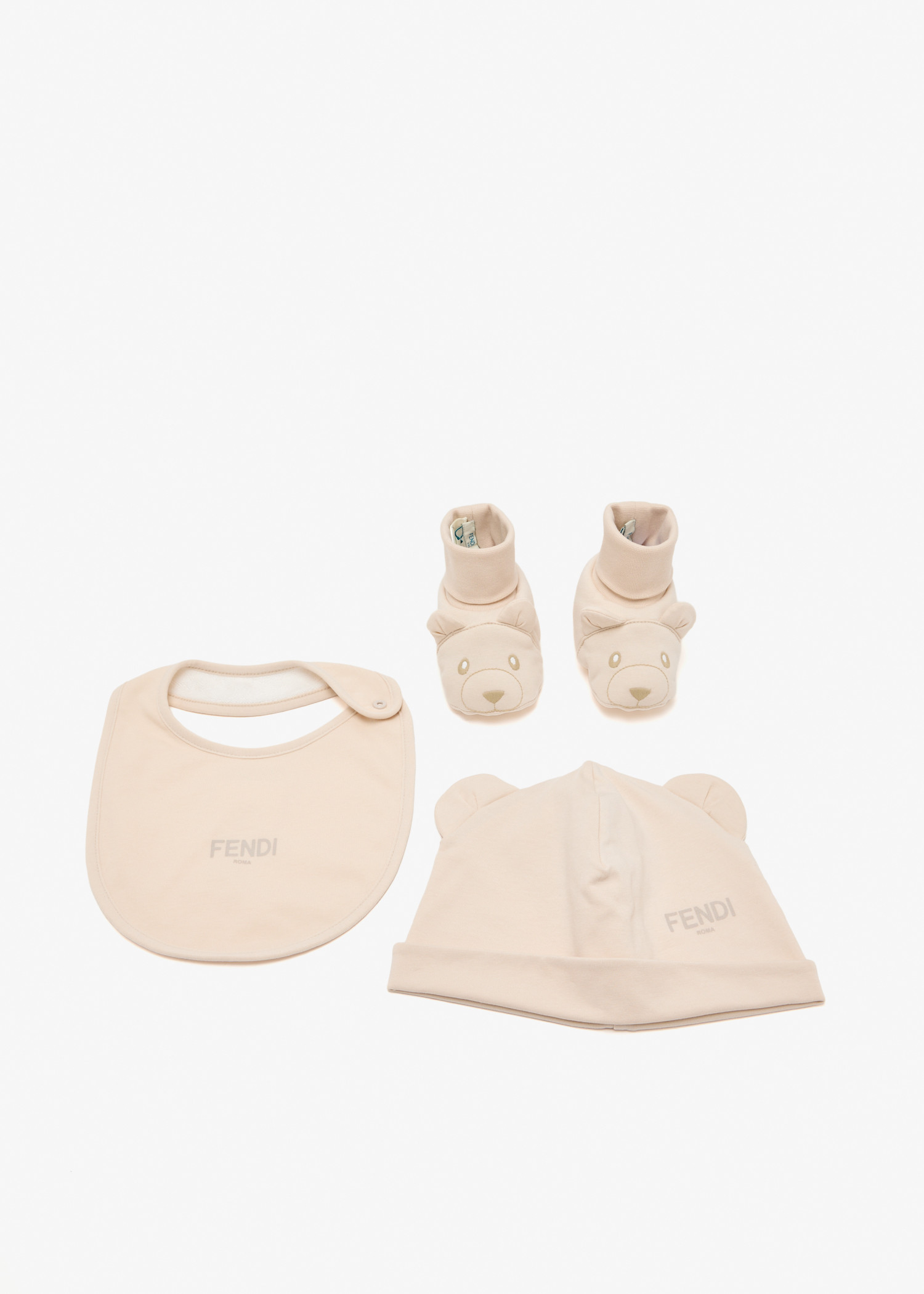 

Bib and boot baby set, Beige