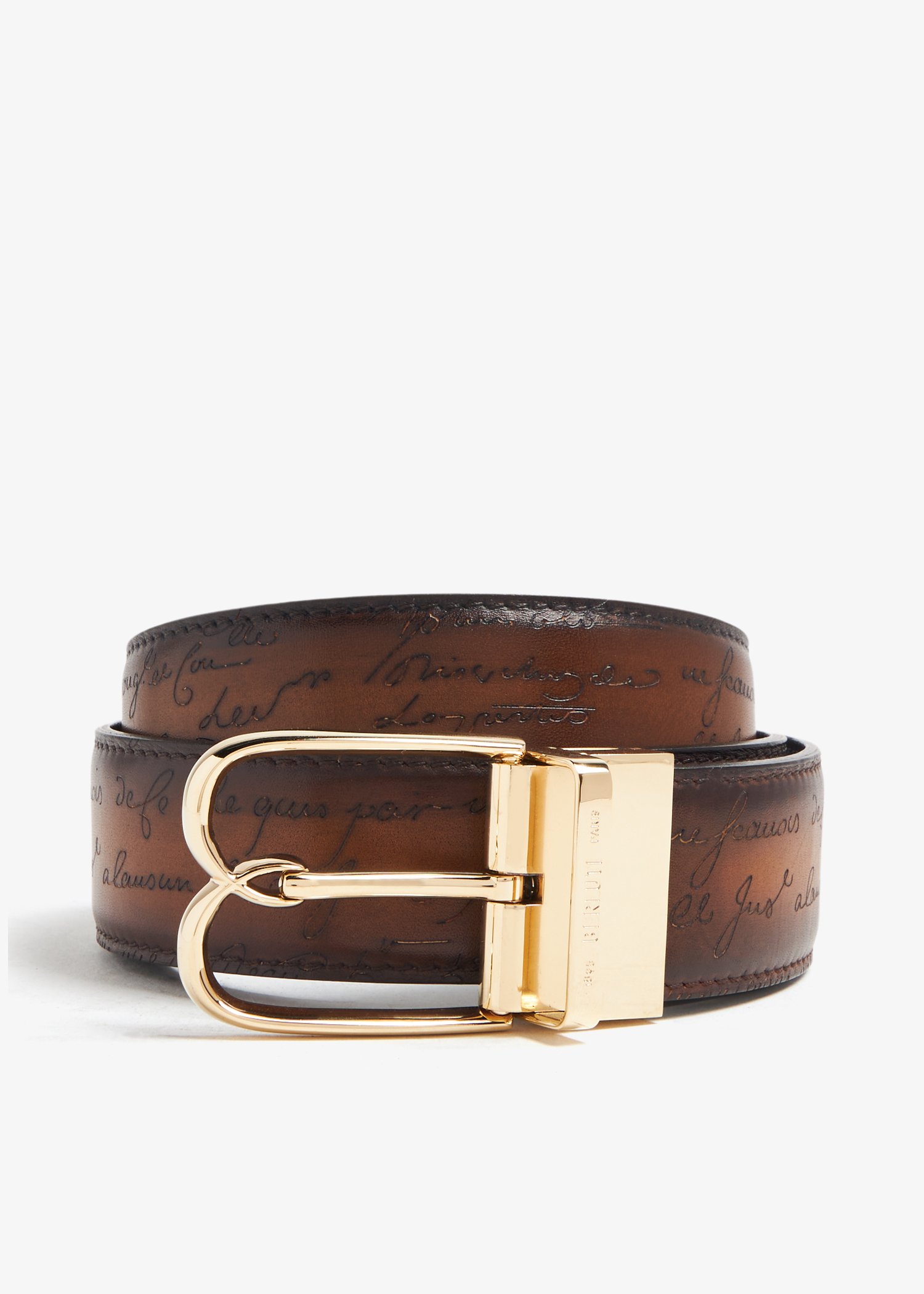 

B Volute Scritto leather belt, Grey
