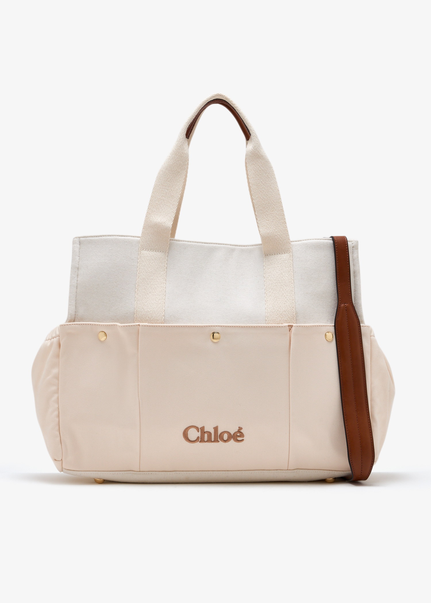 

Logo-embroidered changing bag, Beige